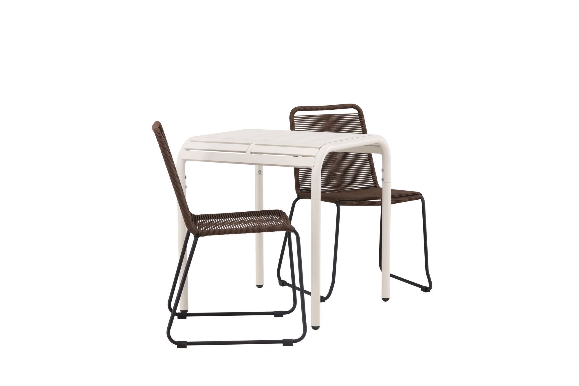 Venture Home Borneo Cafebord Aluminium - Beige / Kvadrat 70*70* +Lindos Diningchair Aluminium - Black / _2