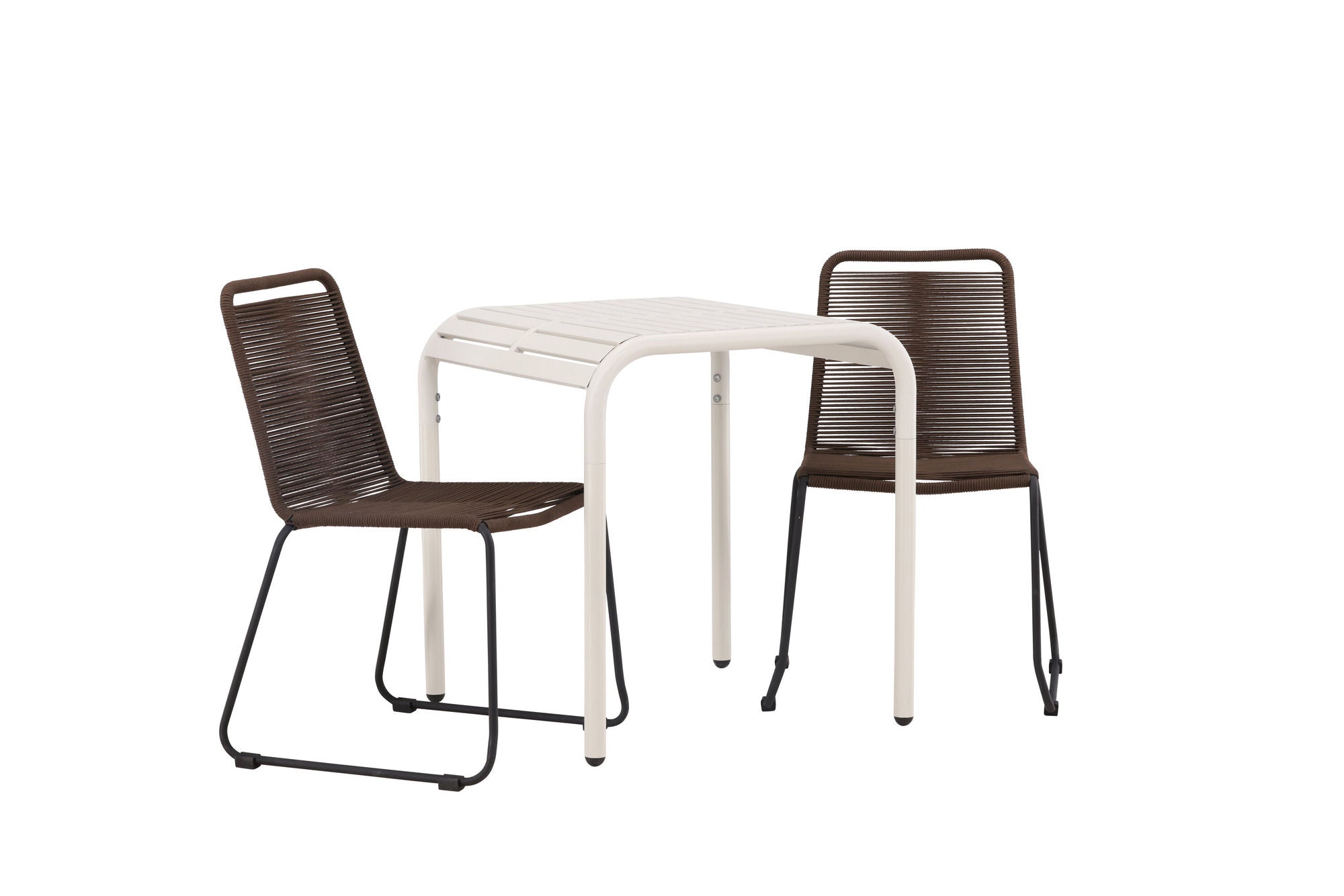 Venture Home Borneo Cafebord Aluminium - Beige / Kvadrat 70*70* +Lindos Diningchair Aluminium - Black / _2