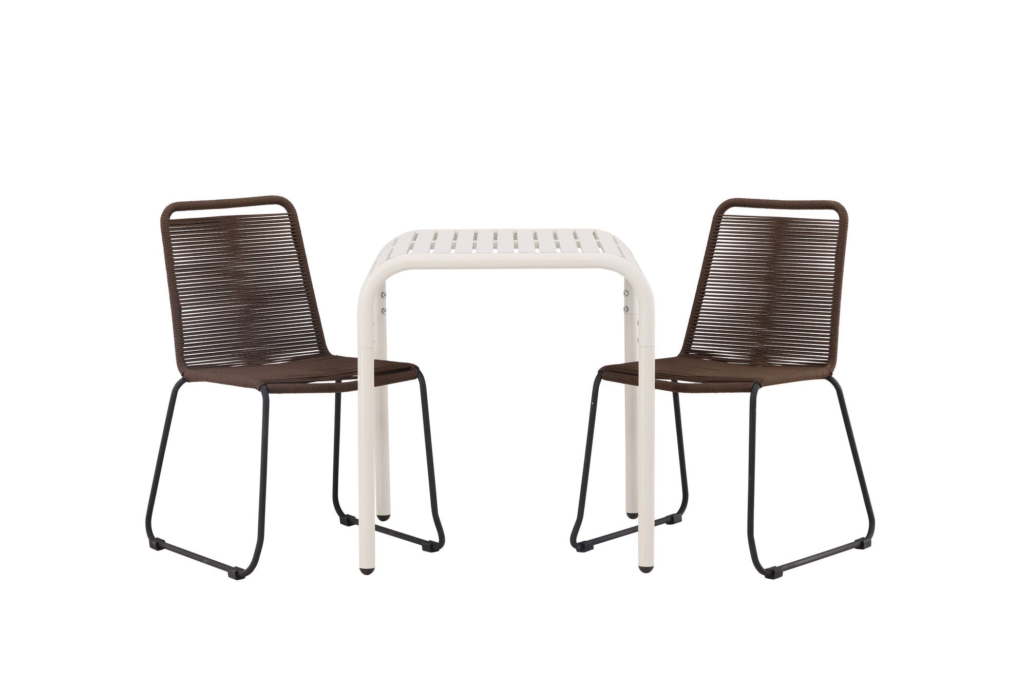 Venture Home Borneo Cafebord Aluminium - Beige / Kvadrat 70*70* +Lindos Diningchair Aluminium - Black / _2