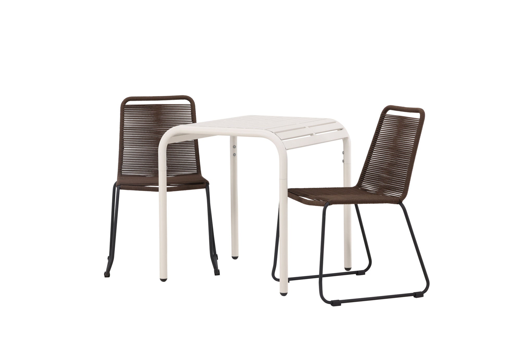 Venture Home Borneo Cafebord Aluminium - Beige / Kvadrat 70*70* +Lindos Diningchair Aluminium - Black / _2
