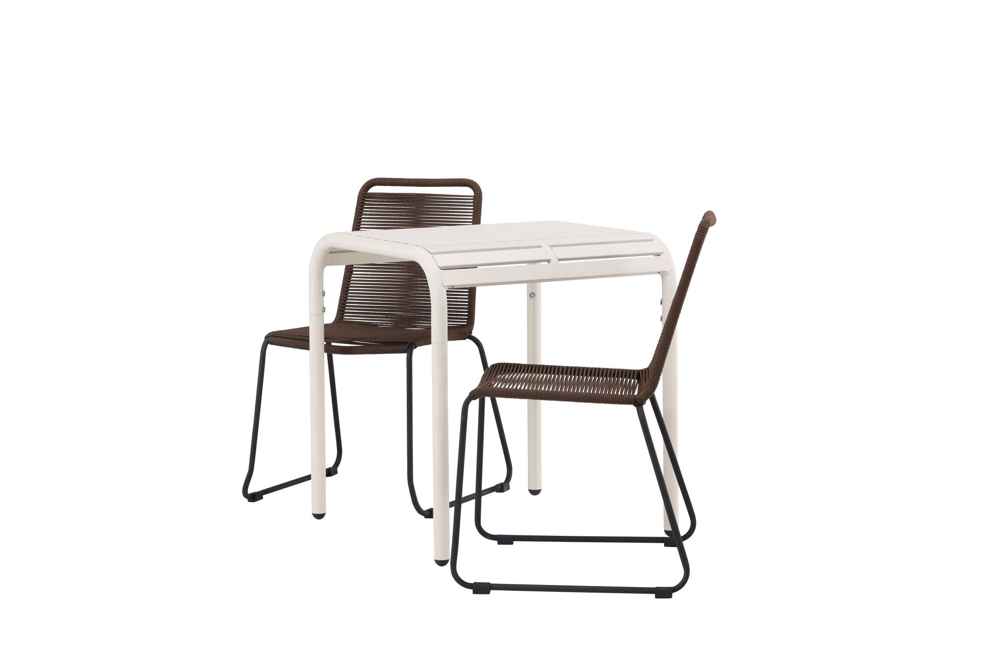 Venture Home Borneo Cafebord Aluminium - Beige / Kvadrat 70*70* +Lindos Diningchair Aluminium - Black / _2