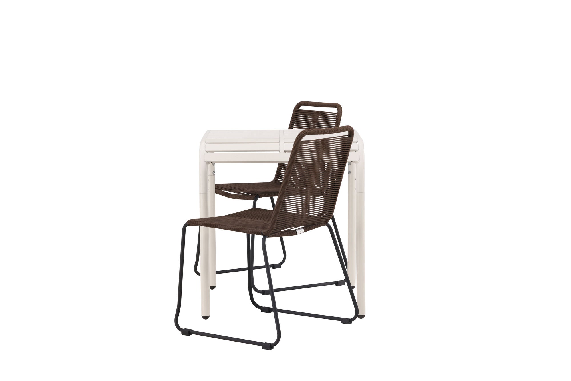 Venture Home Borneo Cafebord Aluminium - Beige / Kvadrat 70*70* +Lindos Diningchair Aluminium - Black / _2