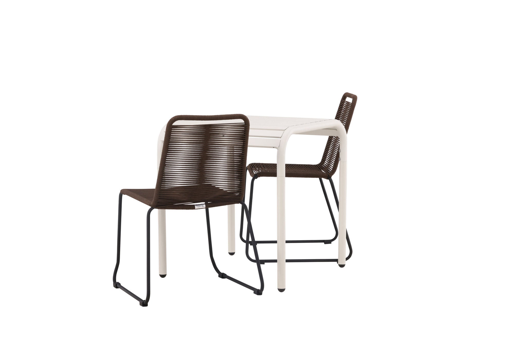 Venture Home Borneo Cafebord Aluminium - Beige / Kvadrat 70*70* +Lindos Diningchair Aluminium - Black / _2