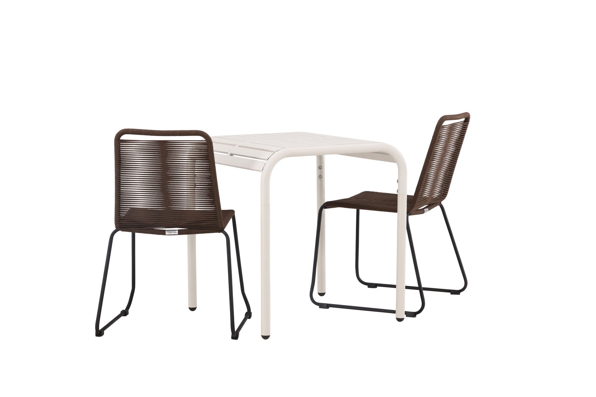 Venture Home Borneo Cafebord Aluminium - Beige / Kvadrat 70*70* +Lindos Diningchair Aluminium - Black / _2