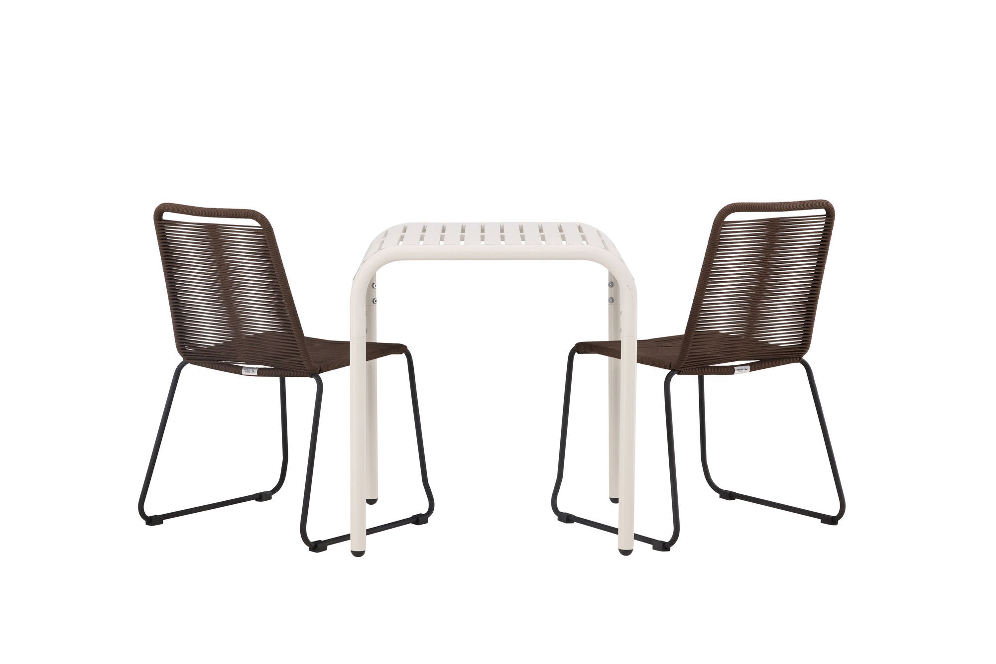 Venture Home Borneo Cafebord Aluminium - Beige / Kvadrat 70*70* +Lindos Diningchair Aluminium - Black / _2