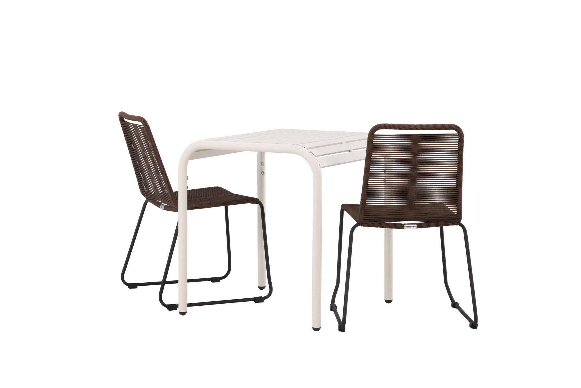 Venture Home Borneo Cafebord Aluminium - Beige / Kvadrat 70*70* +Lindos Diningchair Aluminium - Black / _2