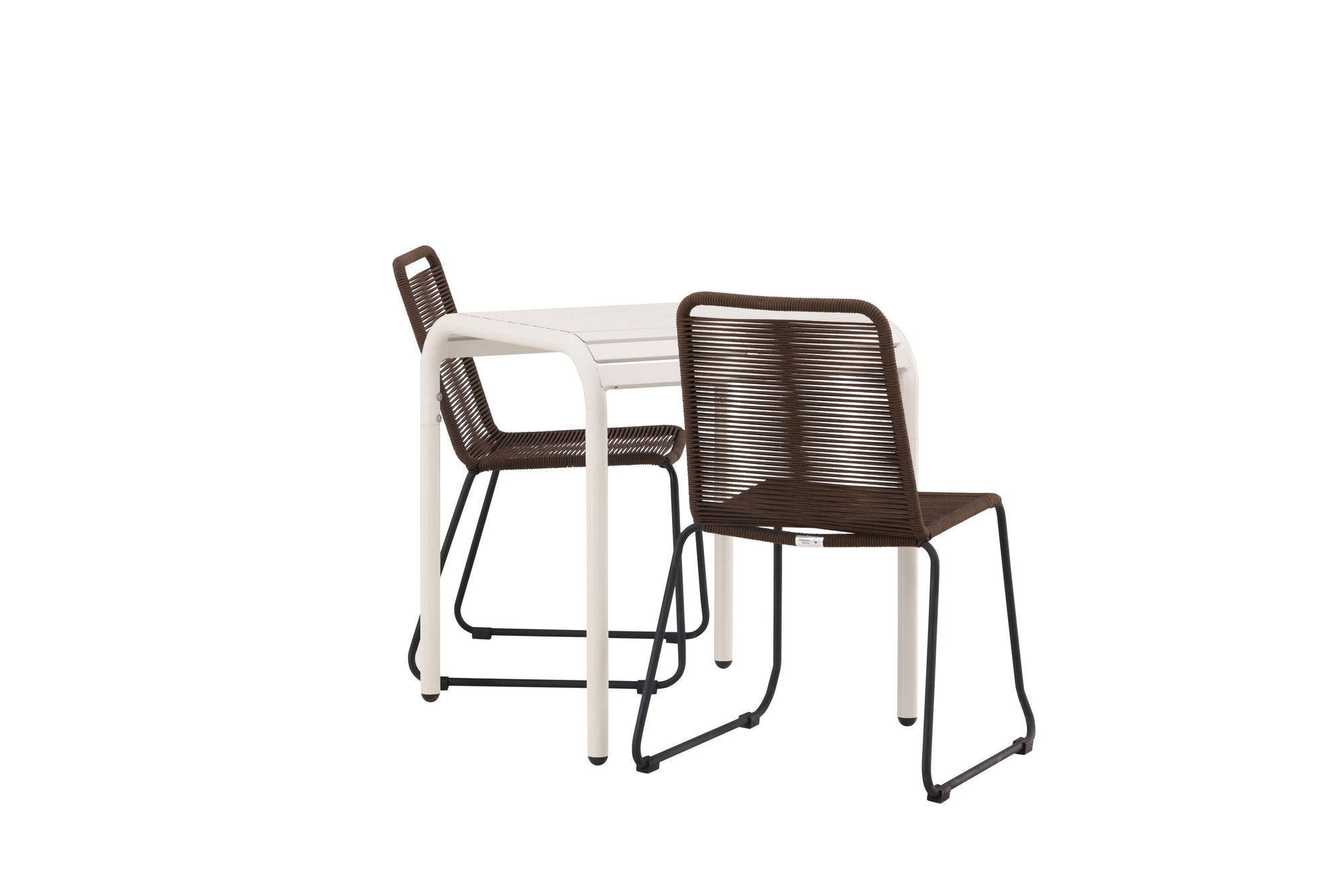 Venture Home Borneo Cafebord Aluminium - Beige / Kvadrat 70*70* +Lindos Diningchair Aluminium - Black / _2