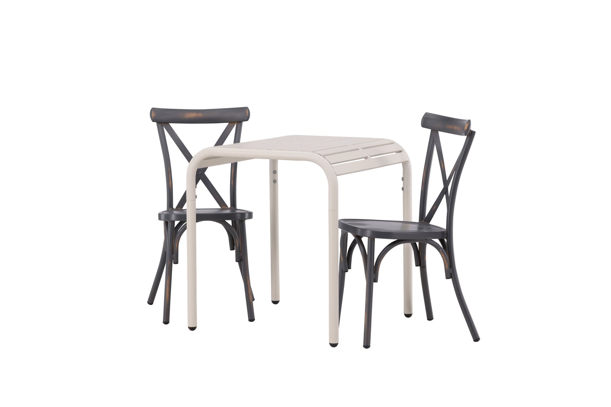 Venture Home Borneo Cafebord Aluminium - Beige / Kvadrat 70*70* +Tablas Diningchair Aluminium - Black / _2