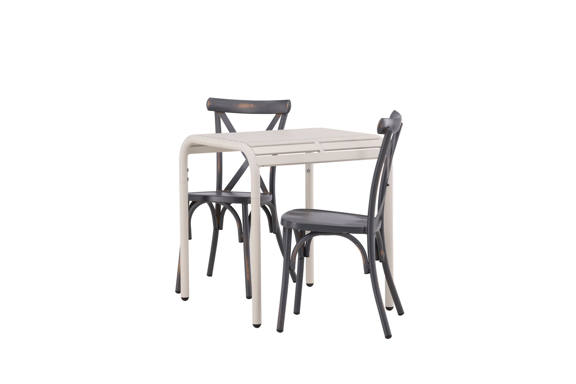 Venture Home Borneo Cafebord Aluminium - Beige / Kvadrat 70*70* +Tablas Diningchair Aluminium - Black / _2