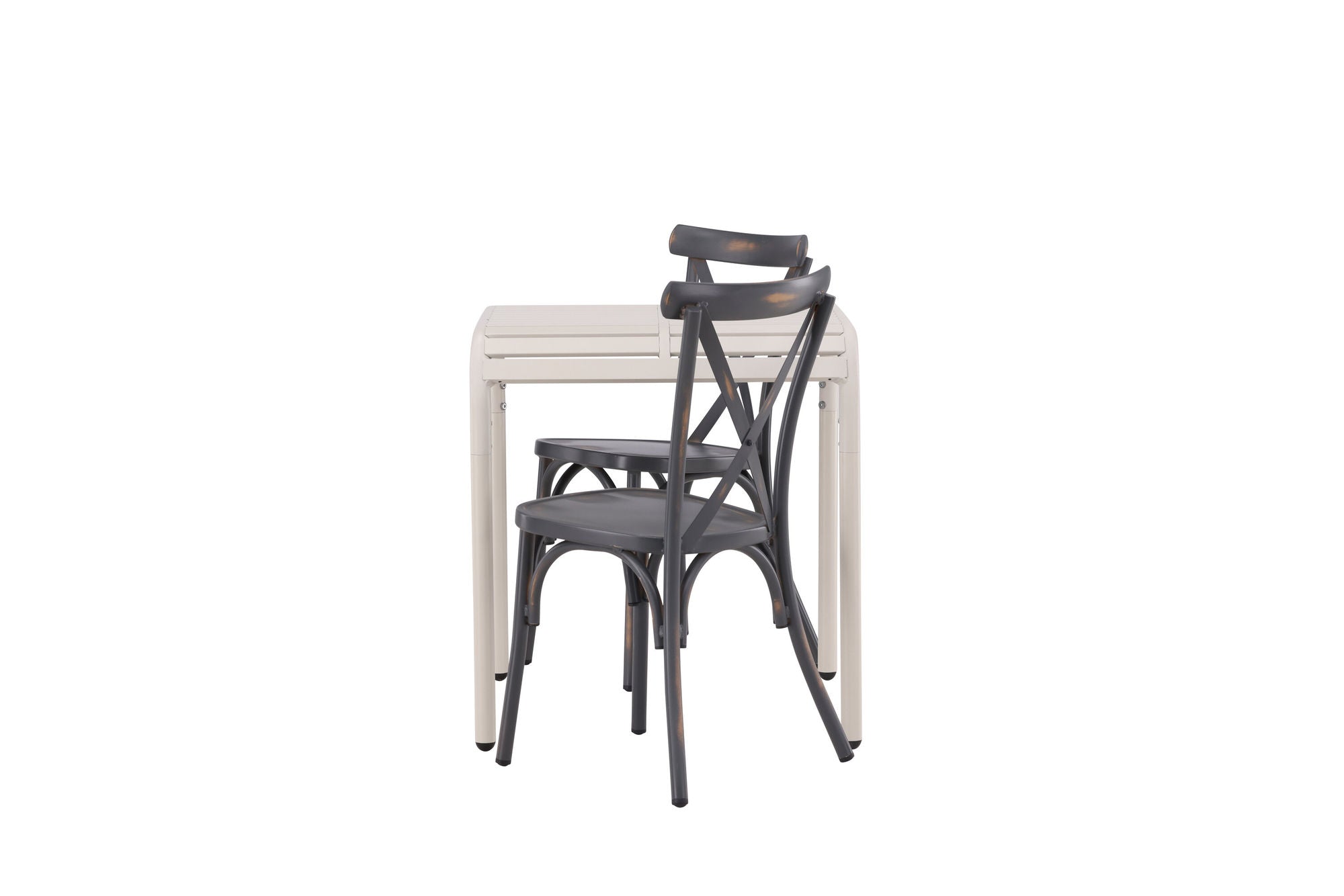 Venture Home Borneo Cafebord Aluminium - Beige / Kvadrat 70*70* +Tablas Diningchair Aluminium - Black / _2