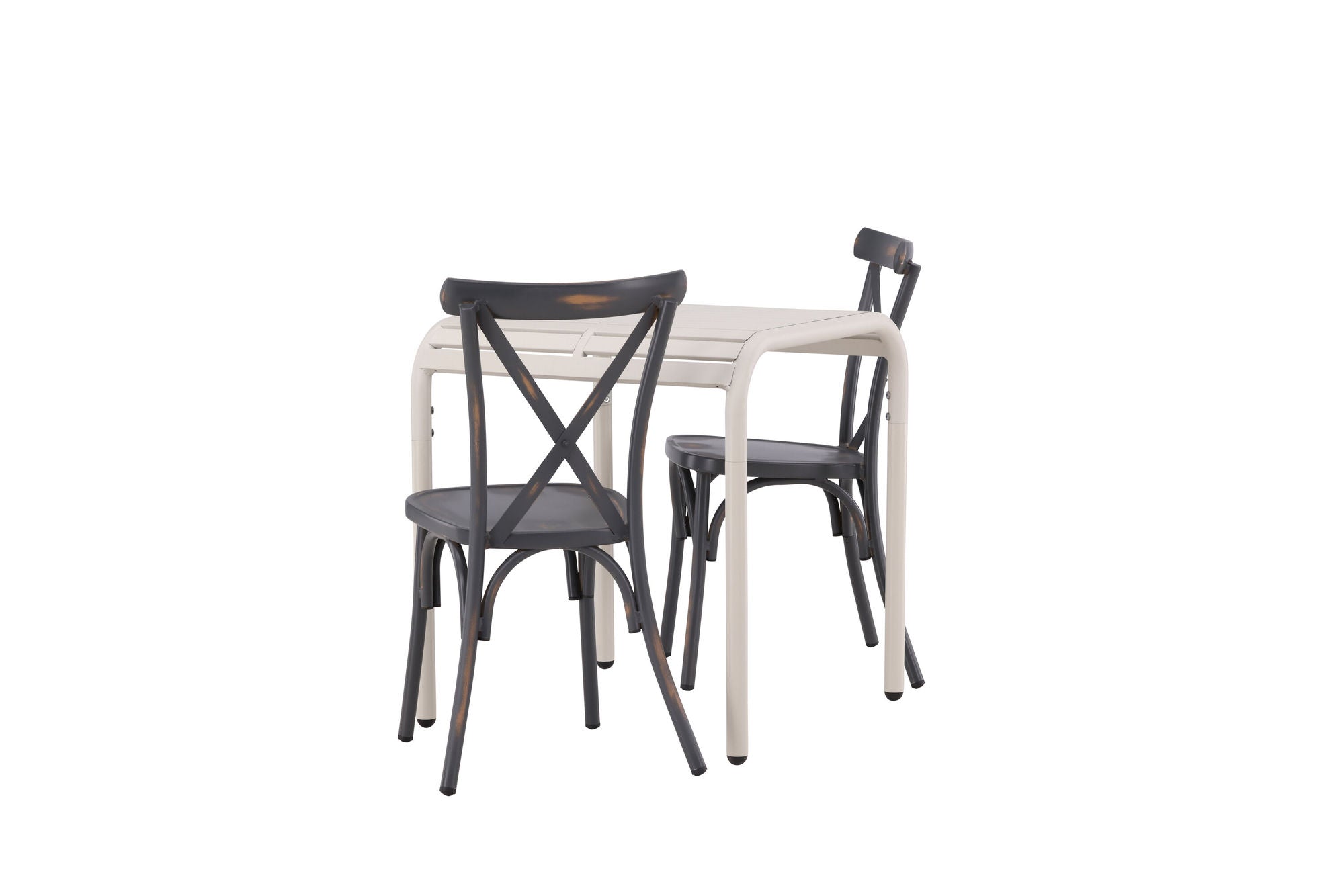 Venture Home Borneo Cafebord Aluminium - Beige / Kvadrat 70*70* +Tablas Diningchair Aluminium - Black / _2