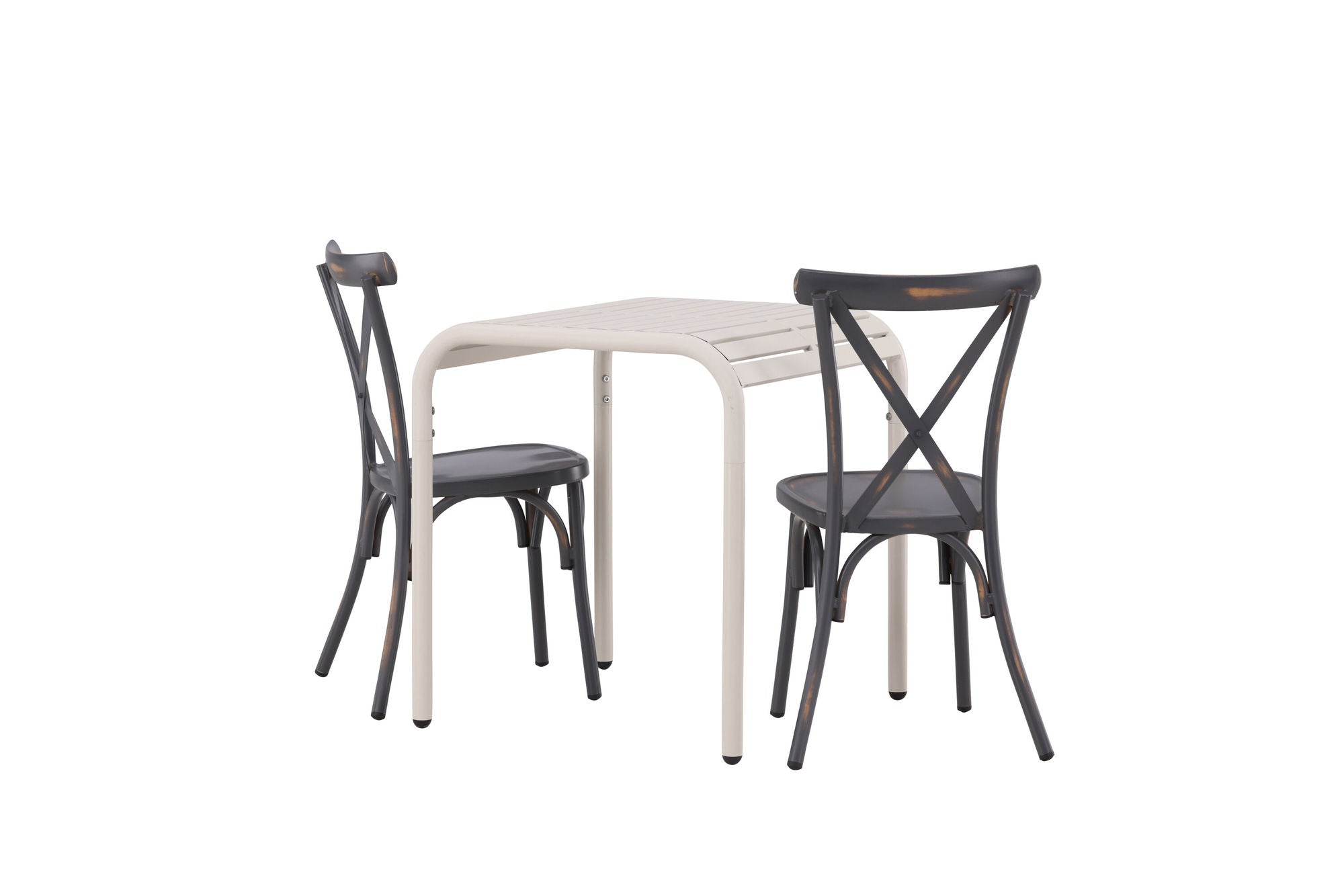 Venture Home Borneo Cafebord Aluminium - Beige / Kvadrat 70*70* +Tablas Diningchair Aluminium - Black / _2
