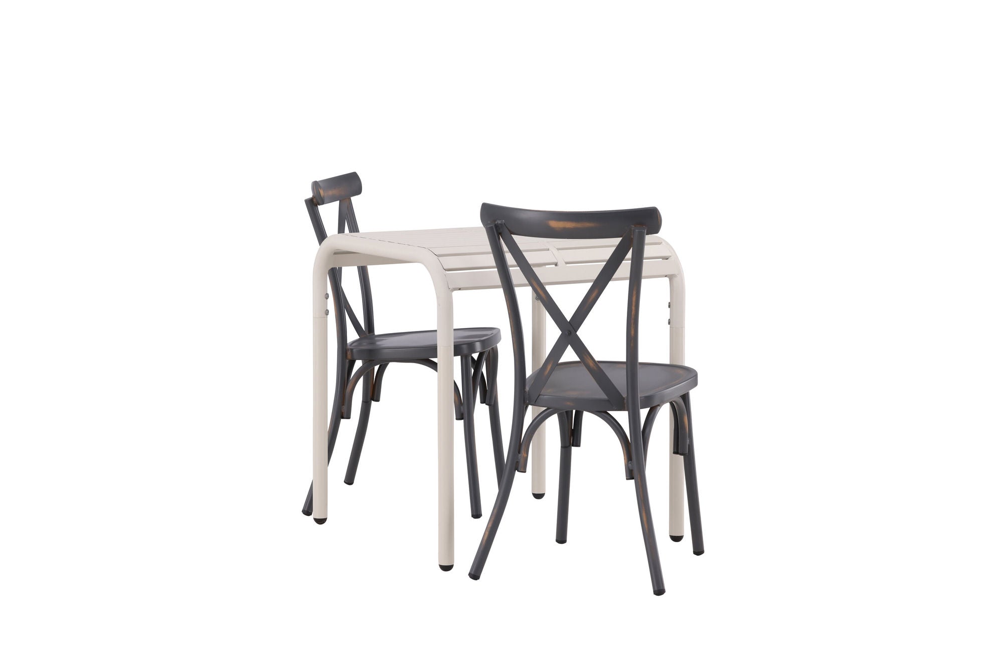 Venture Home Borneo Cafebord Aluminium - Beige / Kvadrat 70*70* +Tablas Diningchair Aluminium - Black / _2