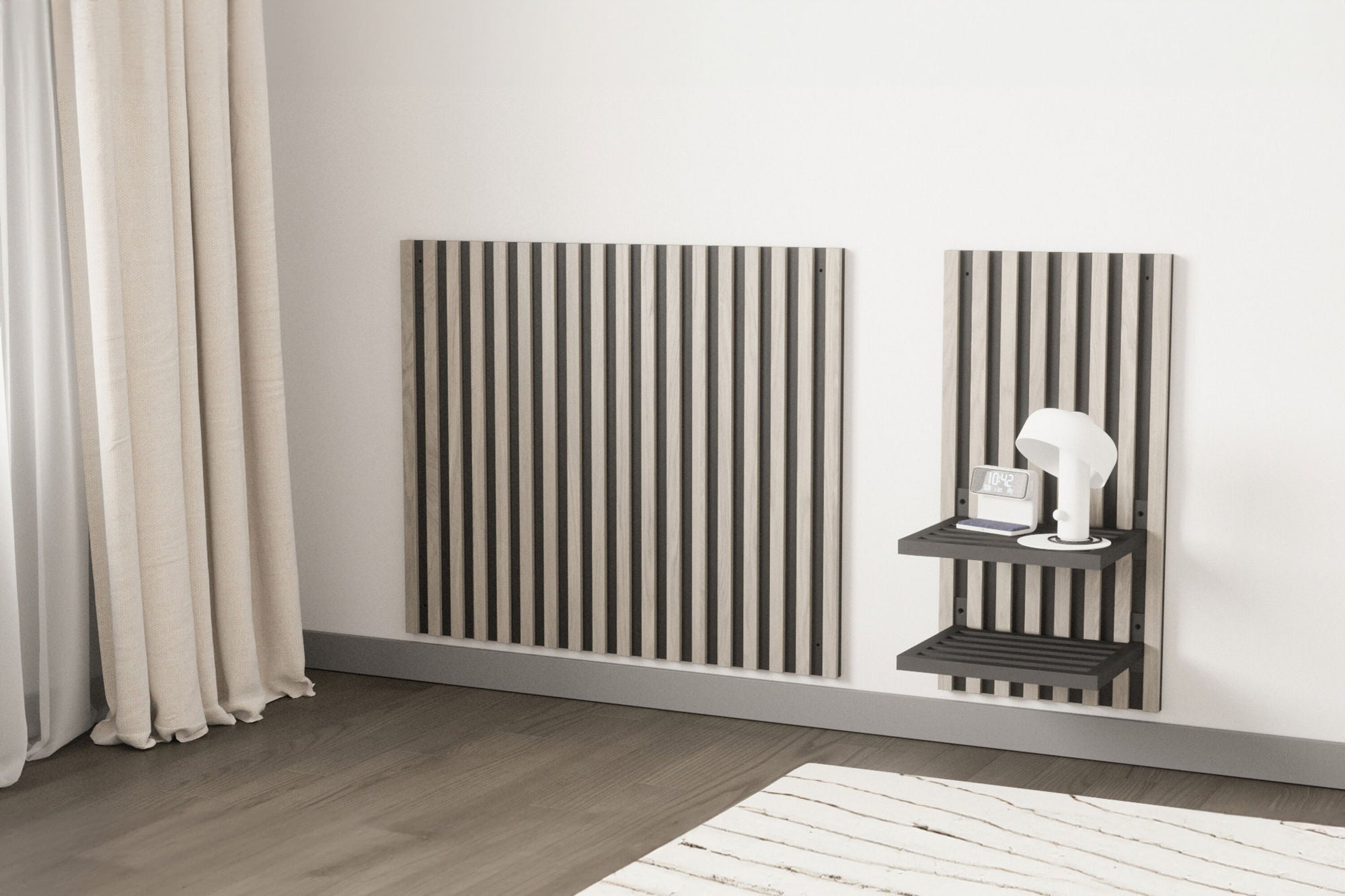 Venture Home Toulon Wall Panel - Nightstand W40,5 x H80 x D2,8 - Black/Whitewash /  MDF