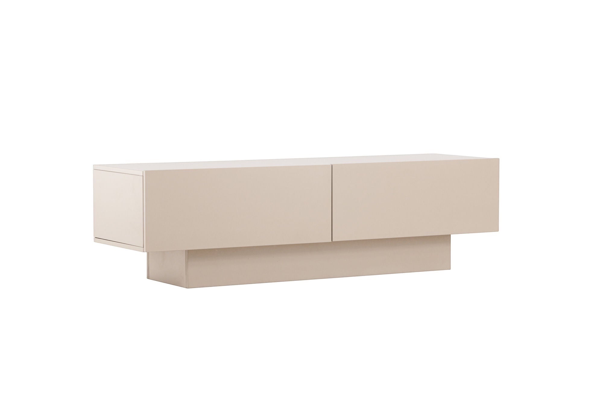 Venture Home Cuenca TV bænk - Beige / Black glass Melamine/Glass