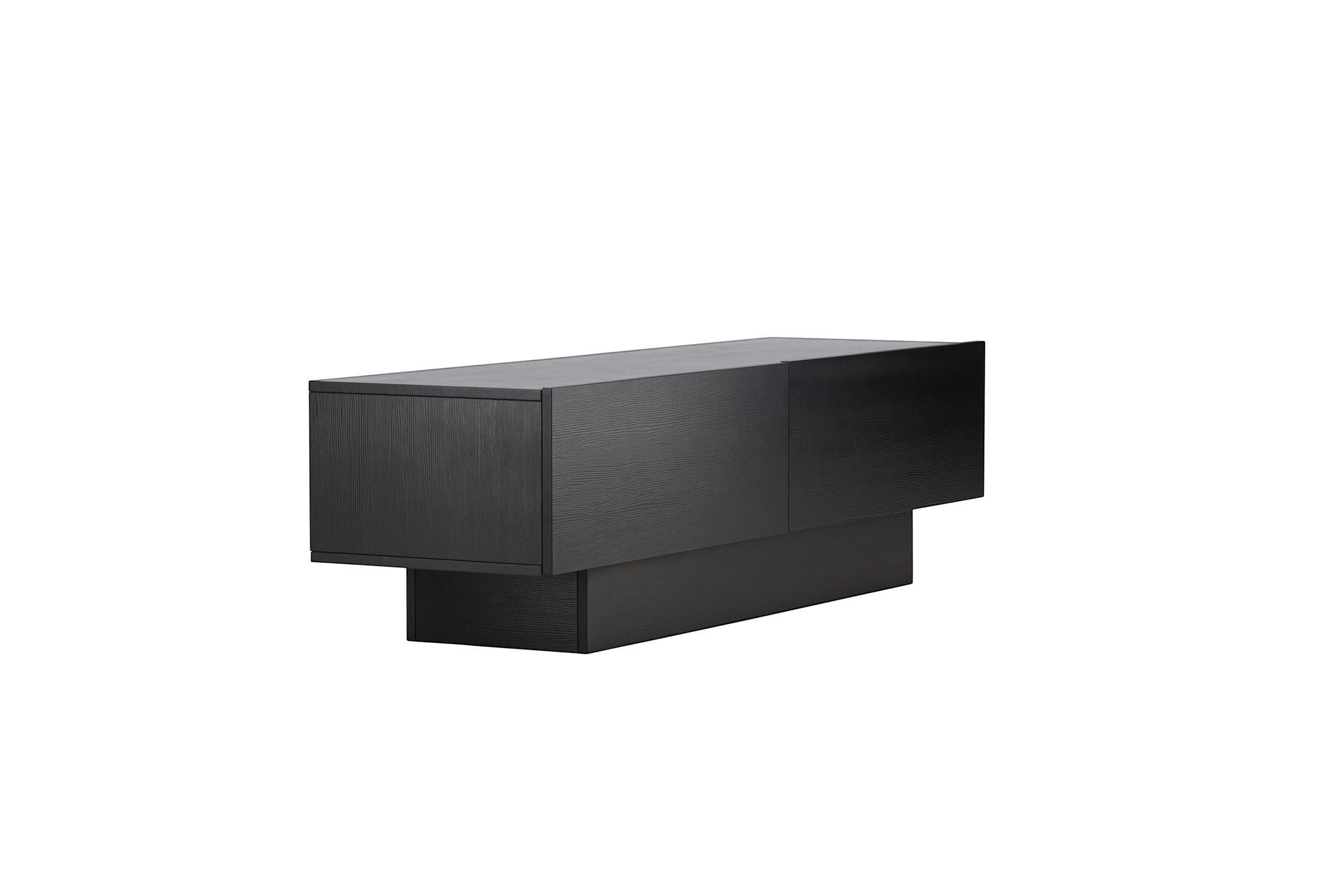 Venture Home Cuenca TV bænk - Black / Black glass Melamine/Glass