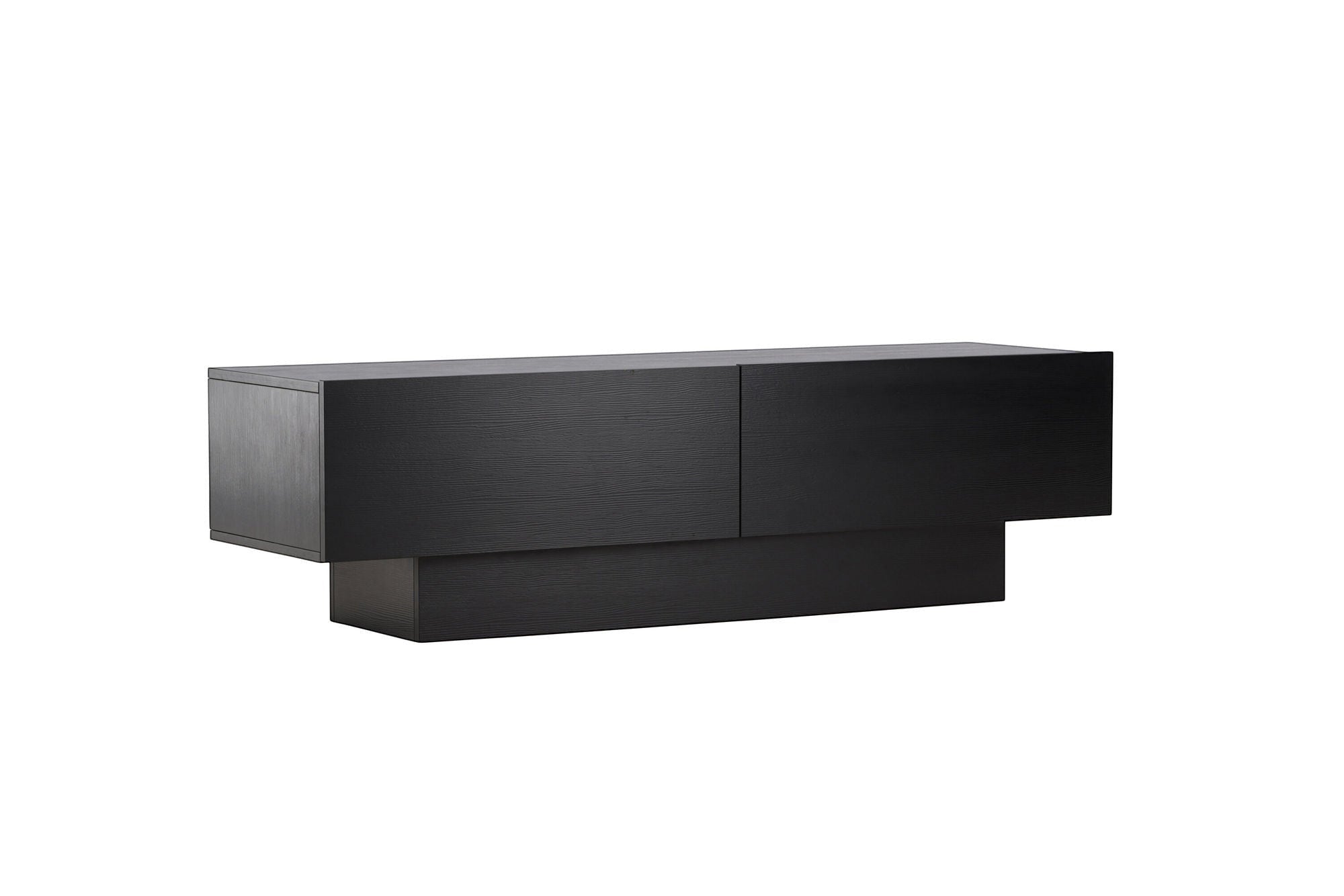 Venture Home Cuenca TV bænk - Black / Black glass Melamine/Glass