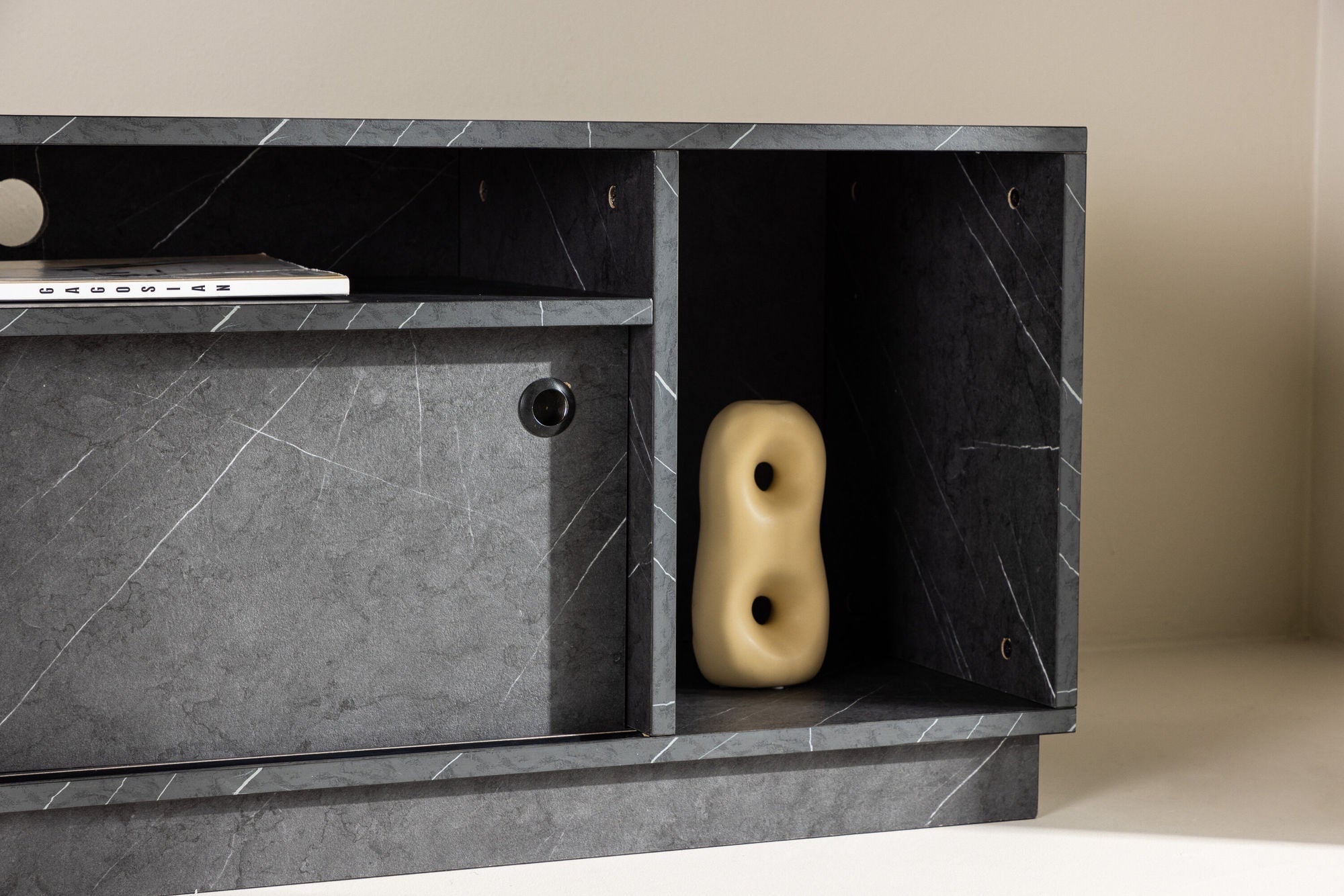 Venture Home Girona TV bænk - Black / Black Melamine