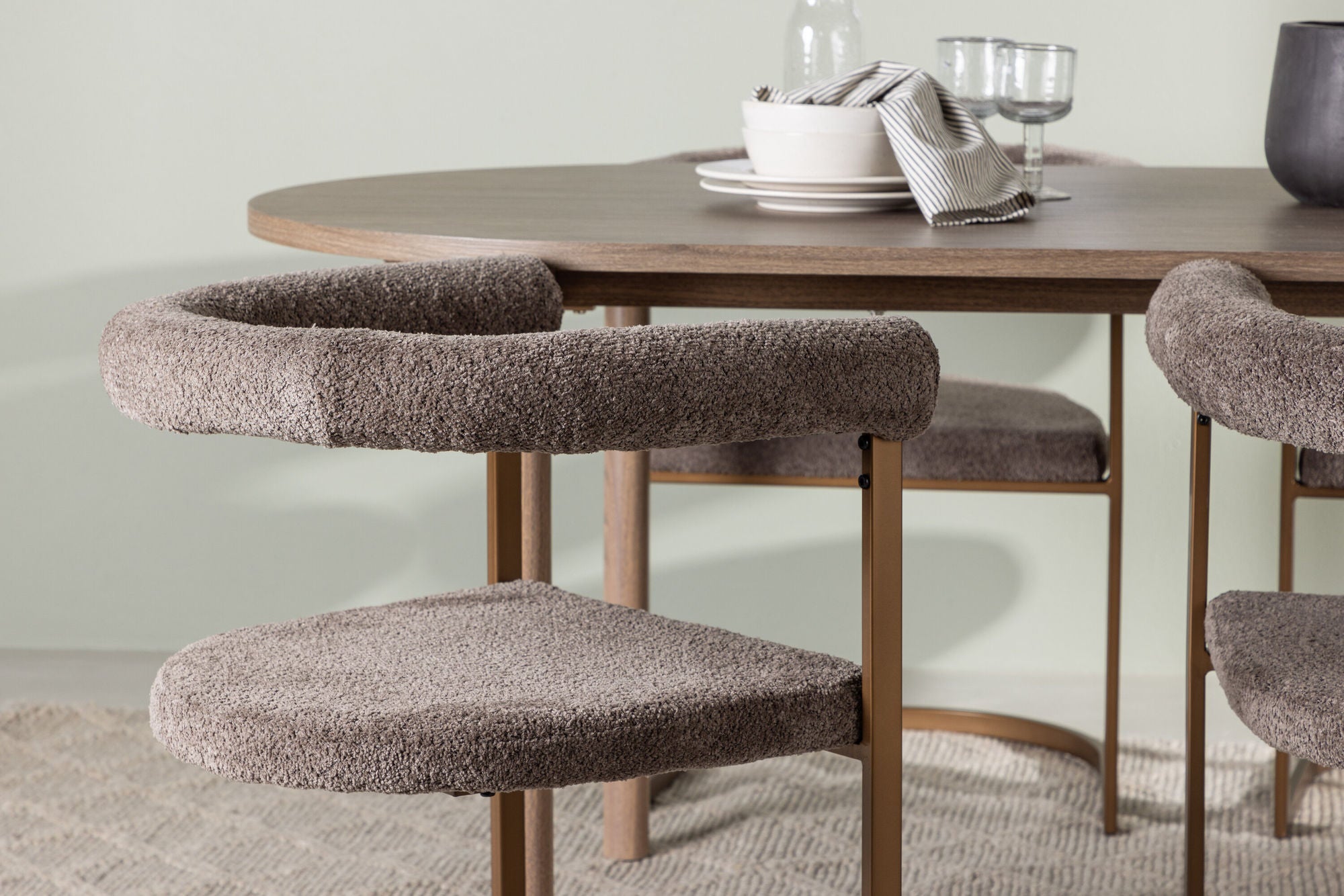 Venture Home Andy spisebord 180*75 - Natural / Natural MDF +Morning Spisebordsstol - Black / Black Boucle _4