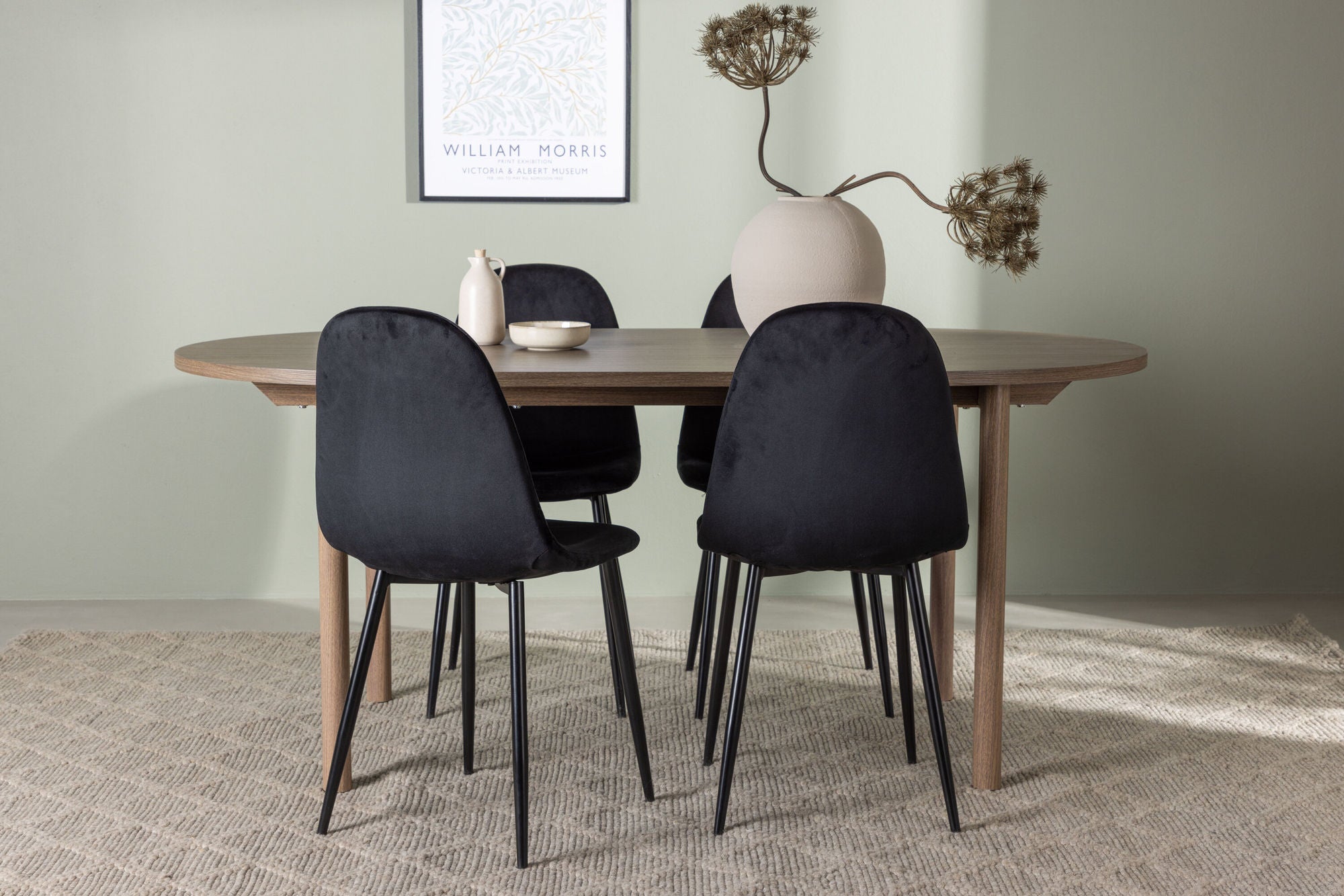 Venture Home Andy spisebord 180*75 - Natural / Natural MDF +Polar Spisebordsstol - Black legs / Black Velvet _4