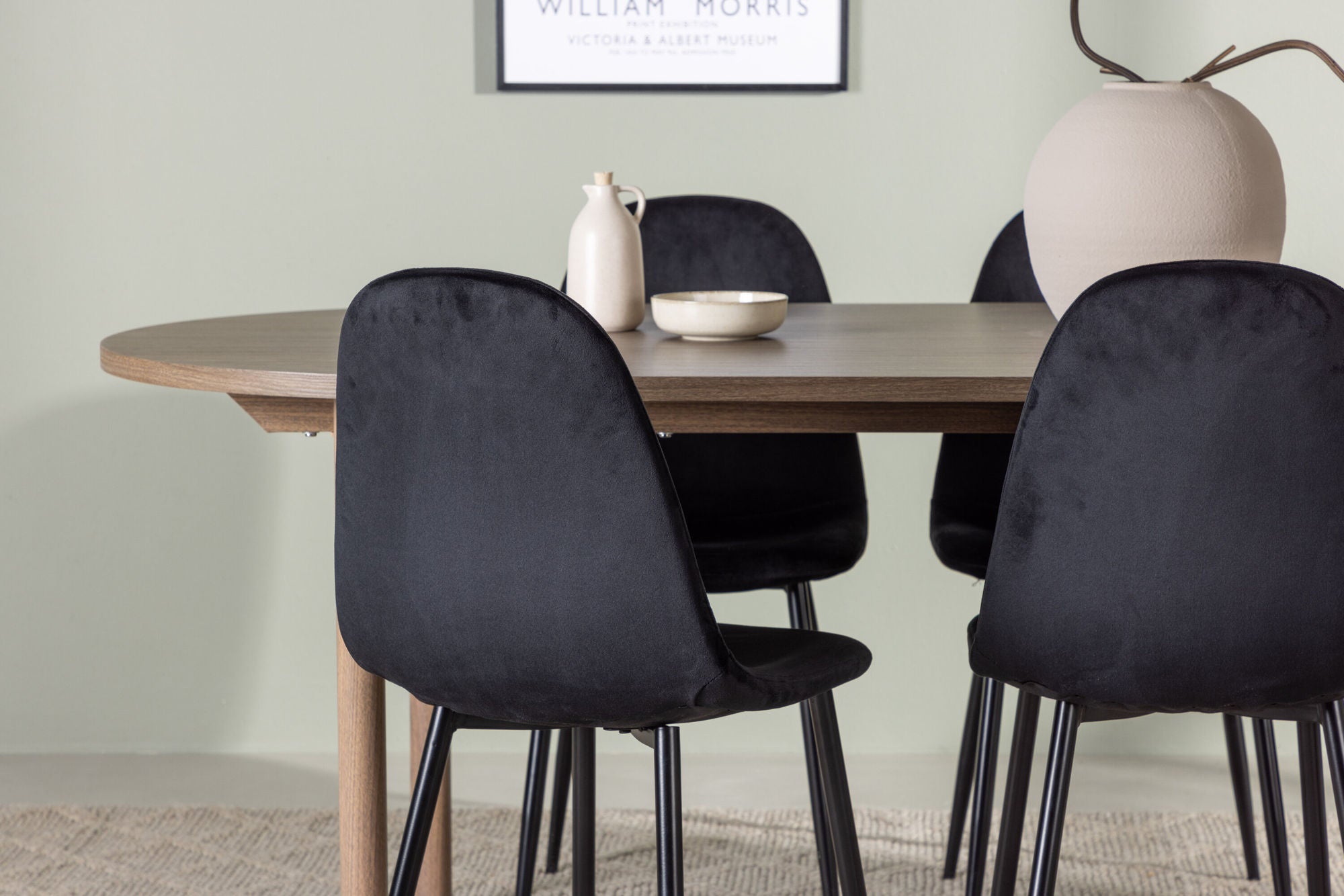 Venture Home Andy spisebord 180*75 - Natural / Natural MDF +Polar Spisebordsstol - Black legs / Black Velvet _4
