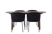 Venture Home Andy spisebord 180*75 - Natural / Natural MDF +Selma Spisebordsstol - Black / Black Velvet _4
