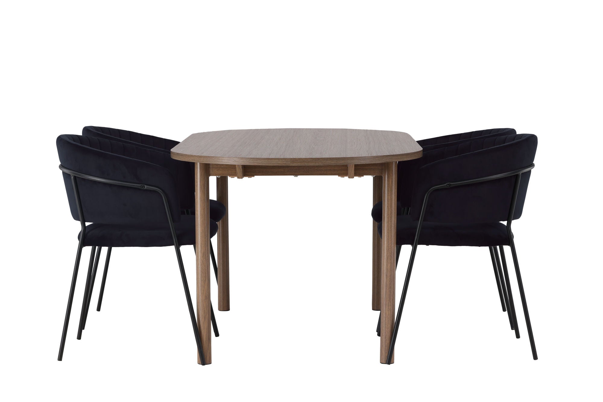 Venture Home Andy spisebord 180*75 - Natural / Natural MDF +Selma Spisebordsstol - Black / Black Velvet _4