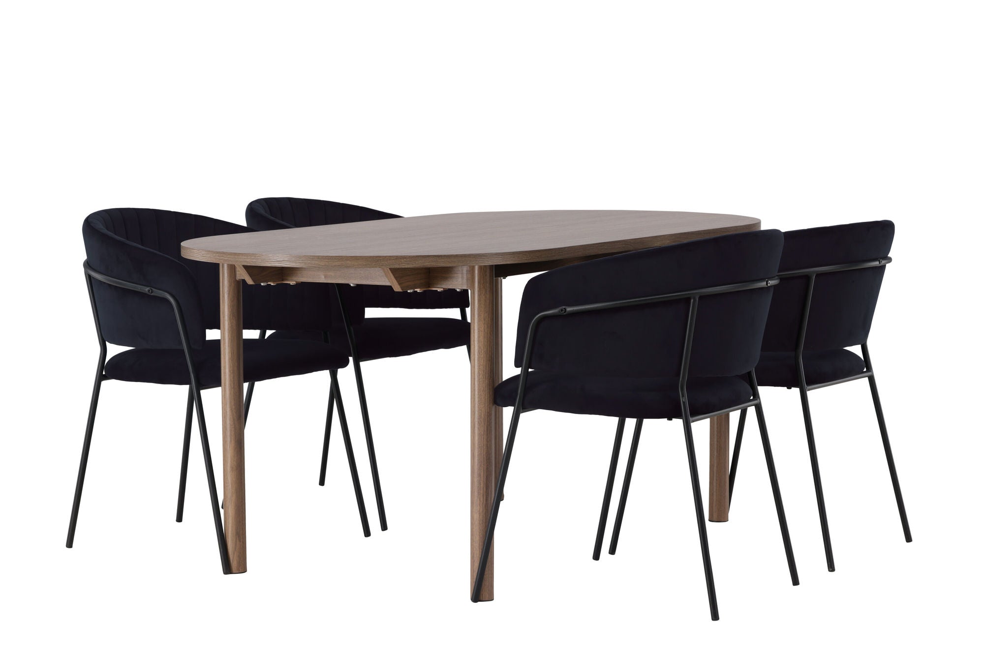 Venture Home Andy spisebord 180*75 - Natural / Natural MDF +Selma Spisebordsstol - Black / Black Velvet _4