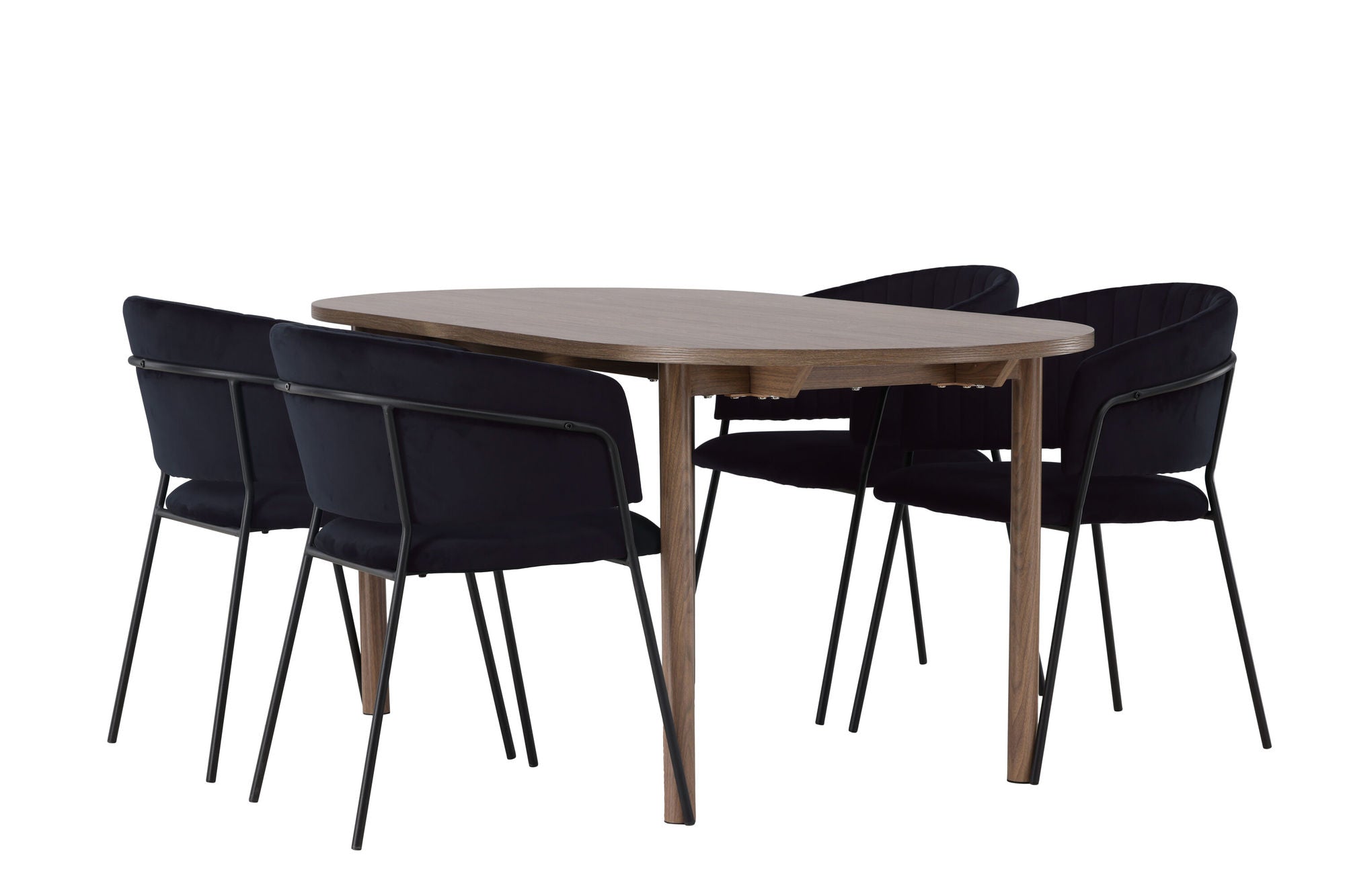Venture Home Andy spisebord 180*75 - Natural / Natural MDF +Selma Spisebordsstol - Black / Black Velvet _4