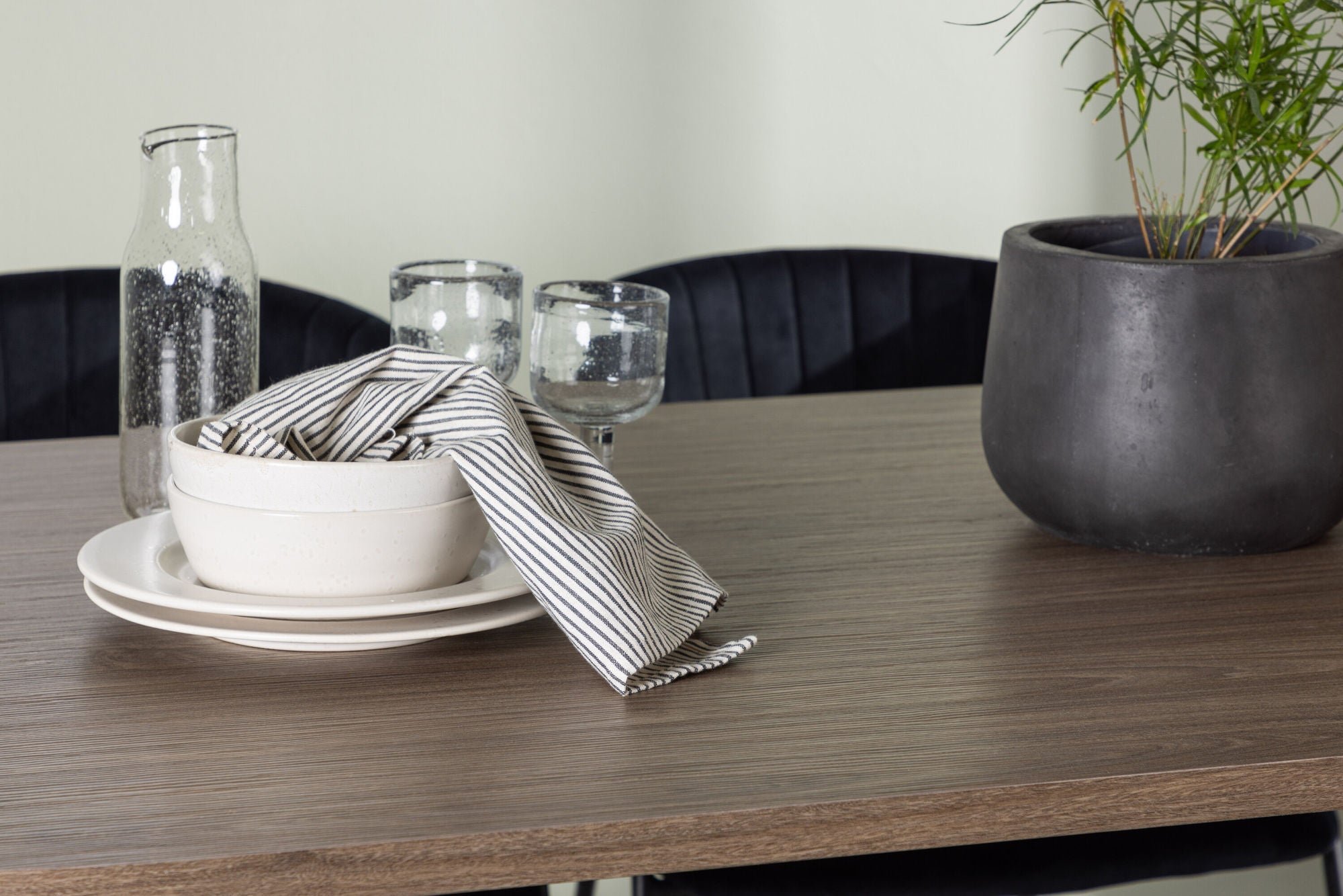 Venture Home Andy spisebord 180*75 - Natural / Natural MDF +Selma Spisebordsstol - Black / Black Velvet _4