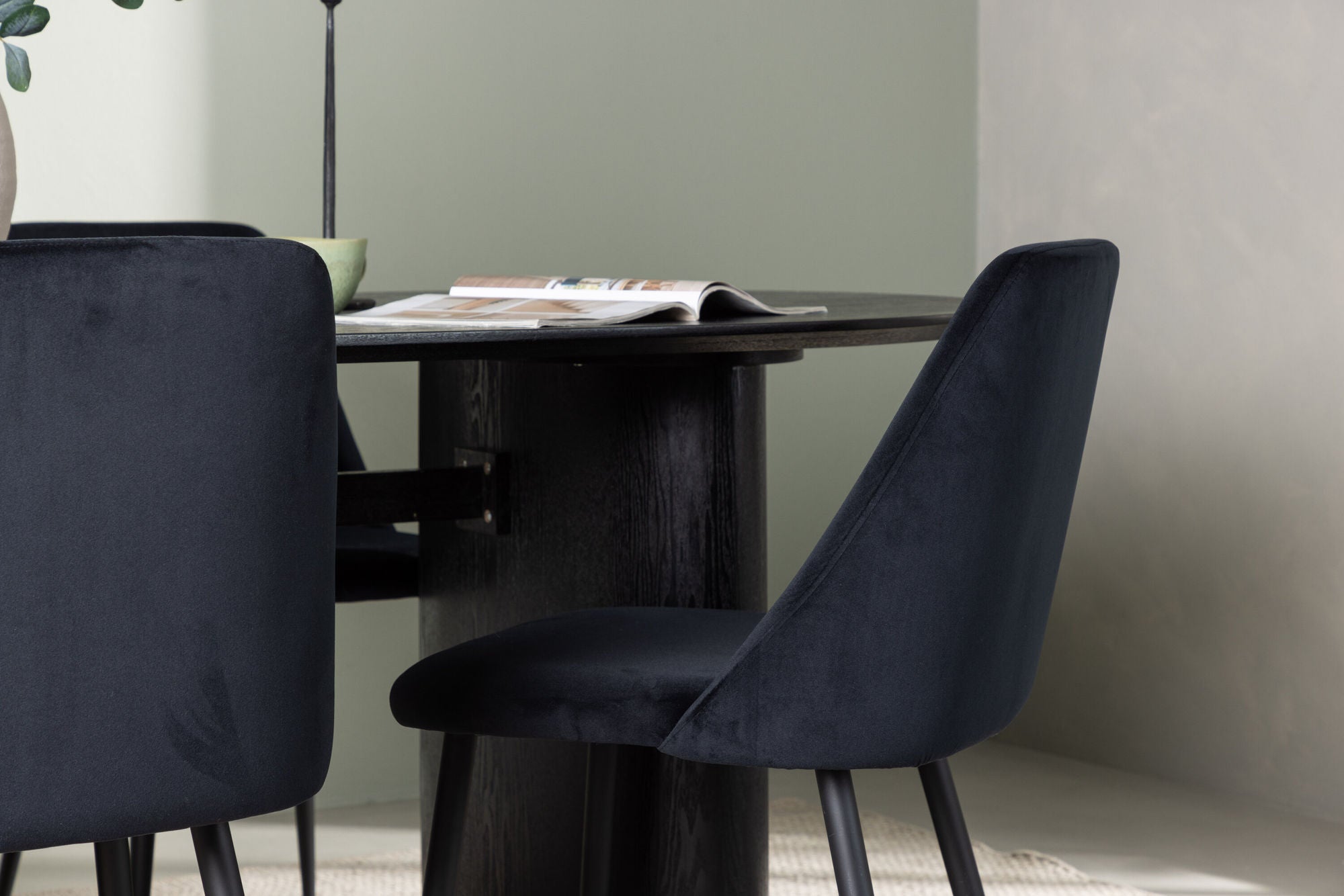 Venture Home Isolde spisebord 180*75 - Black / Black MDF +Night Spisebordsstol - Black / Black Velvet _4