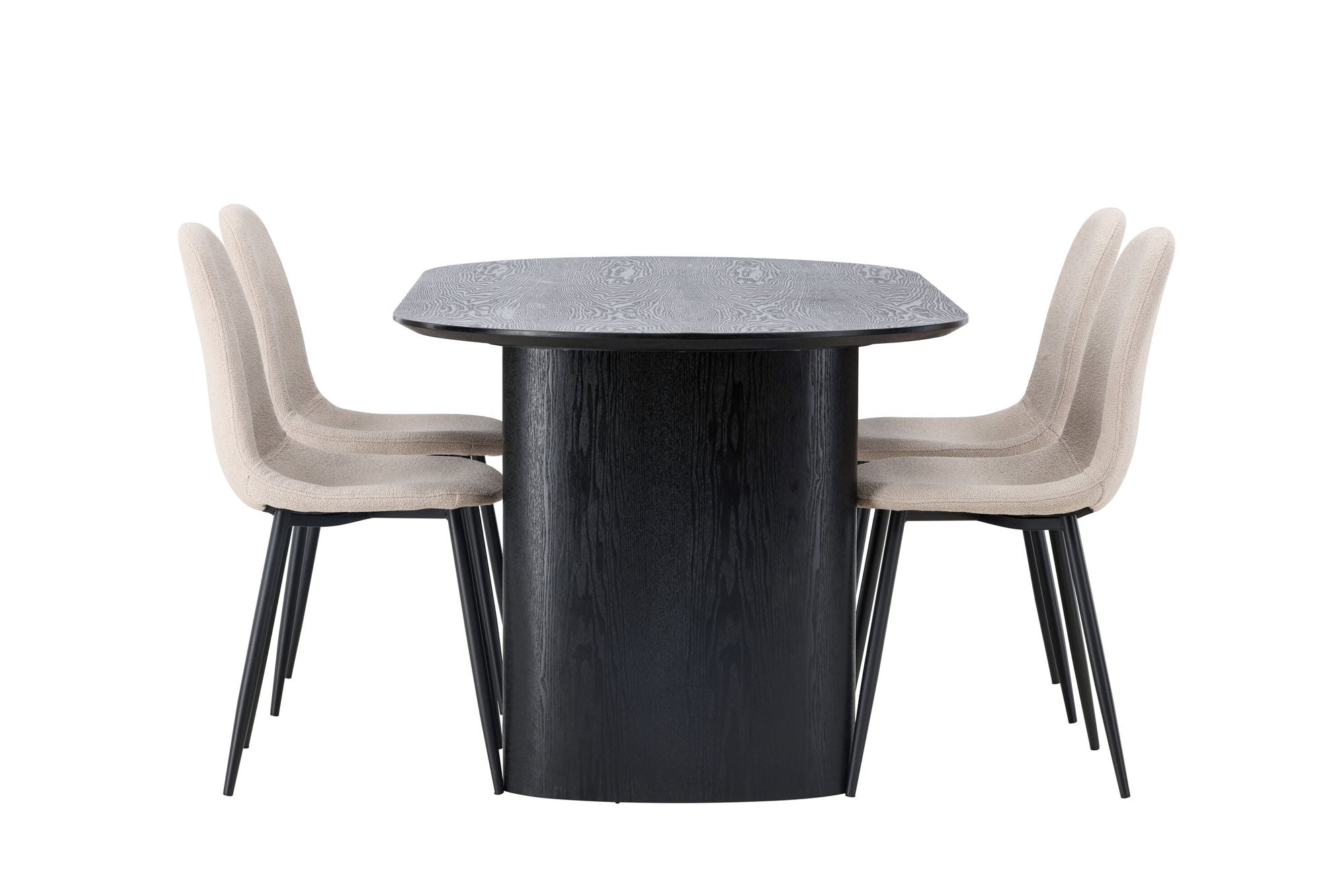 Venture Home Isolde spisebord 180*75 - Black / Black MDF +Polar Spisebordsstol - Black / Beige Boucle _4