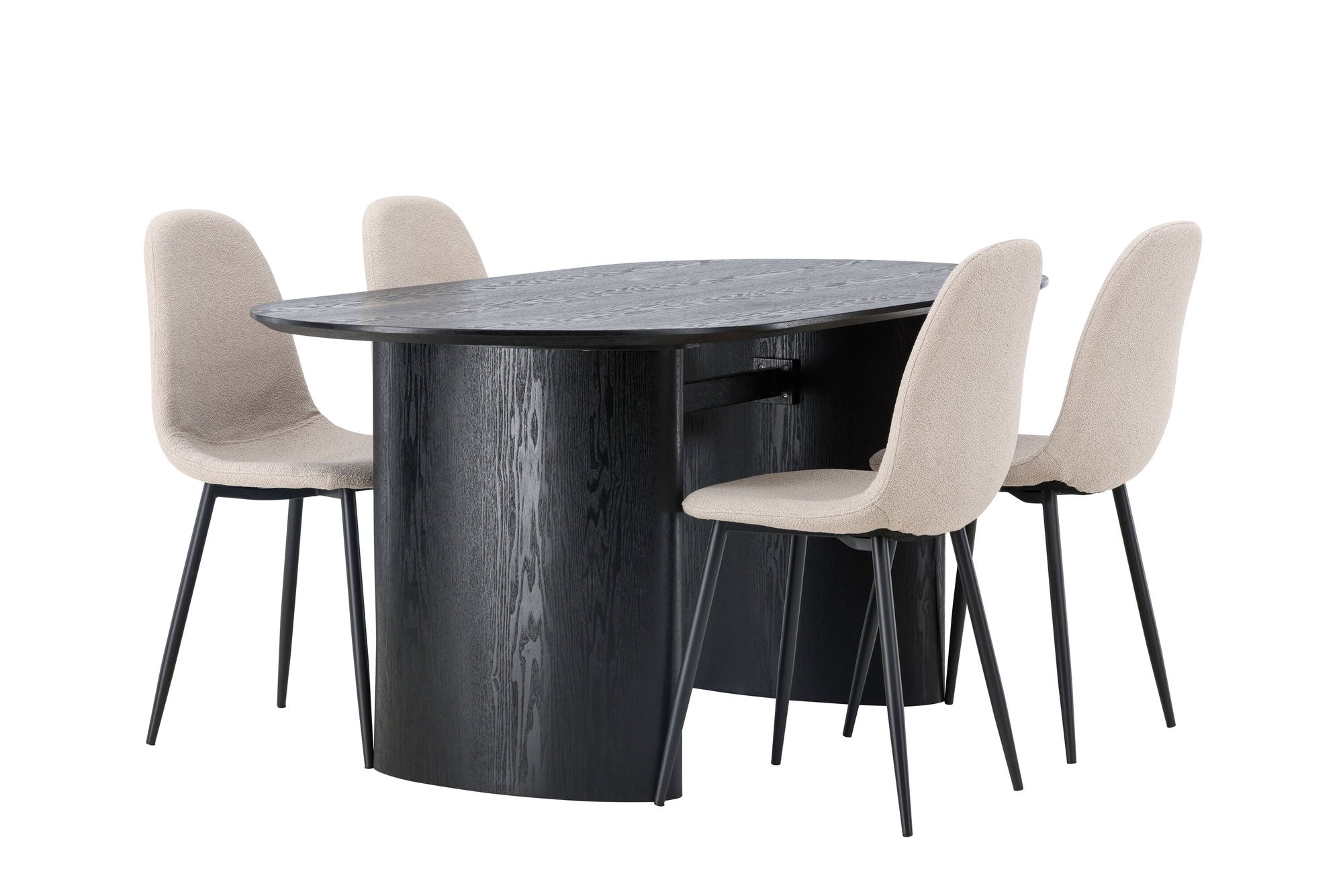 Venture Home Isolde spisebord 180*75 - Black / Black MDF +Polar Spisebordsstol - Black / Beige Boucle _4