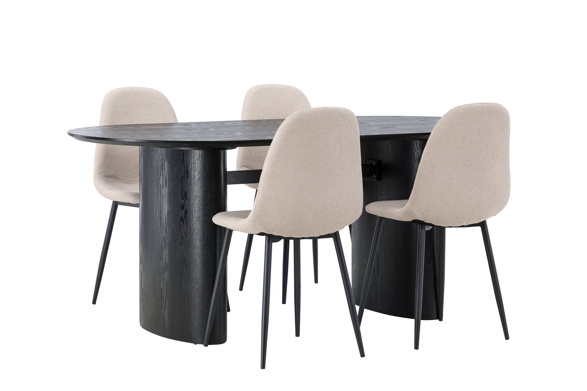 Venture Home Isolde spisebord 180*75 - Black / Black MDF +Polar Spisebordsstol - Black / Beige Boucle _4