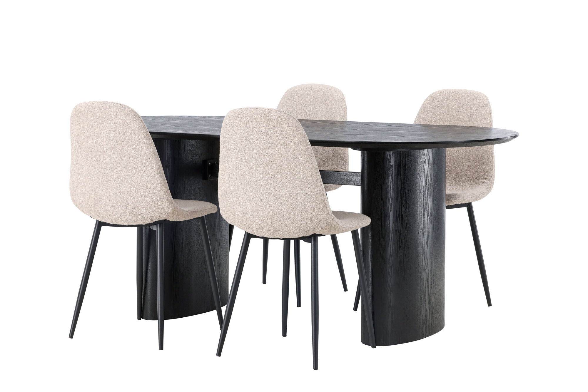 Venture Home Isolde spisebord 180*75 - Black / Black MDF +Polar Spisebordsstol - Black / Beige Boucle _4