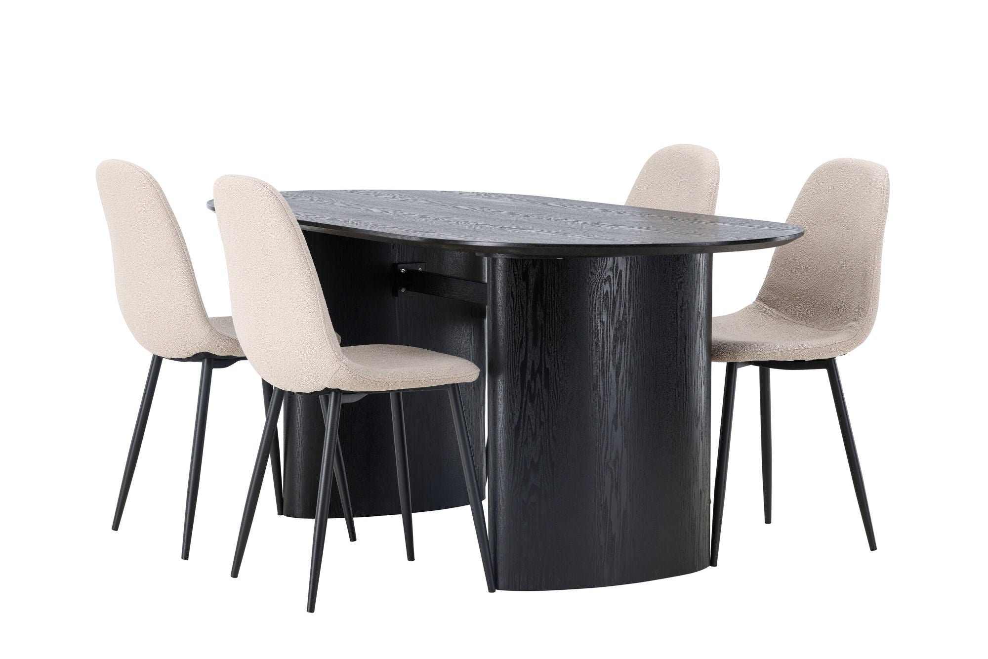 Venture Home Isolde spisebord 180*75 - Black / Black MDF +Polar Spisebordsstol - Black / Beige Boucle _4