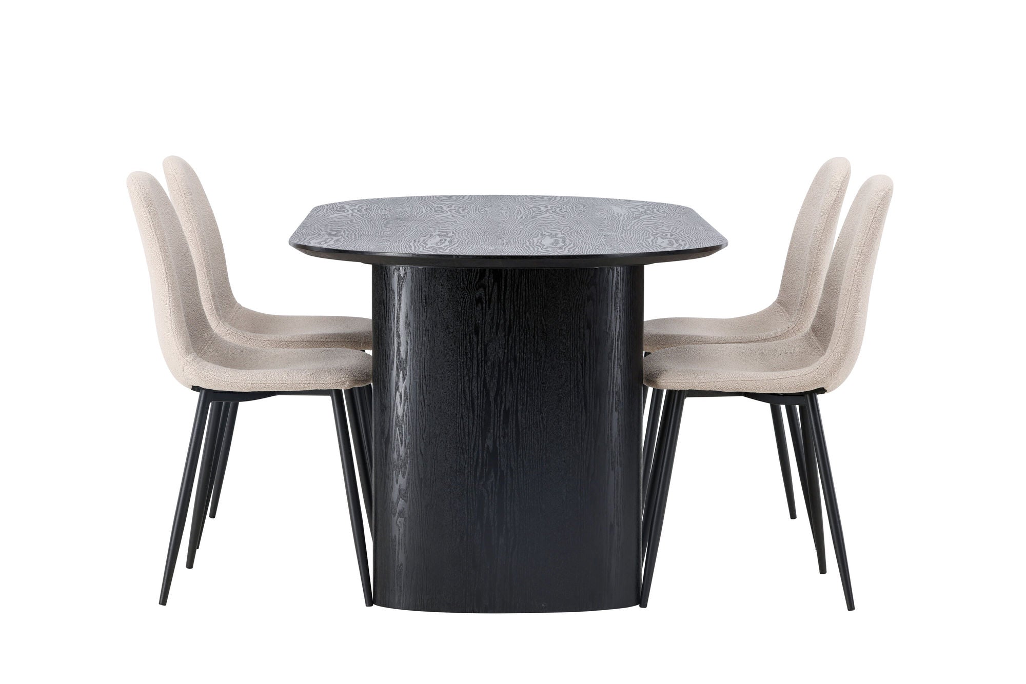 Venture Home Isolde spisebord 180*75 - Black / Black MDF +Polar Spisebordsstol - Black / Beige Boucle _4