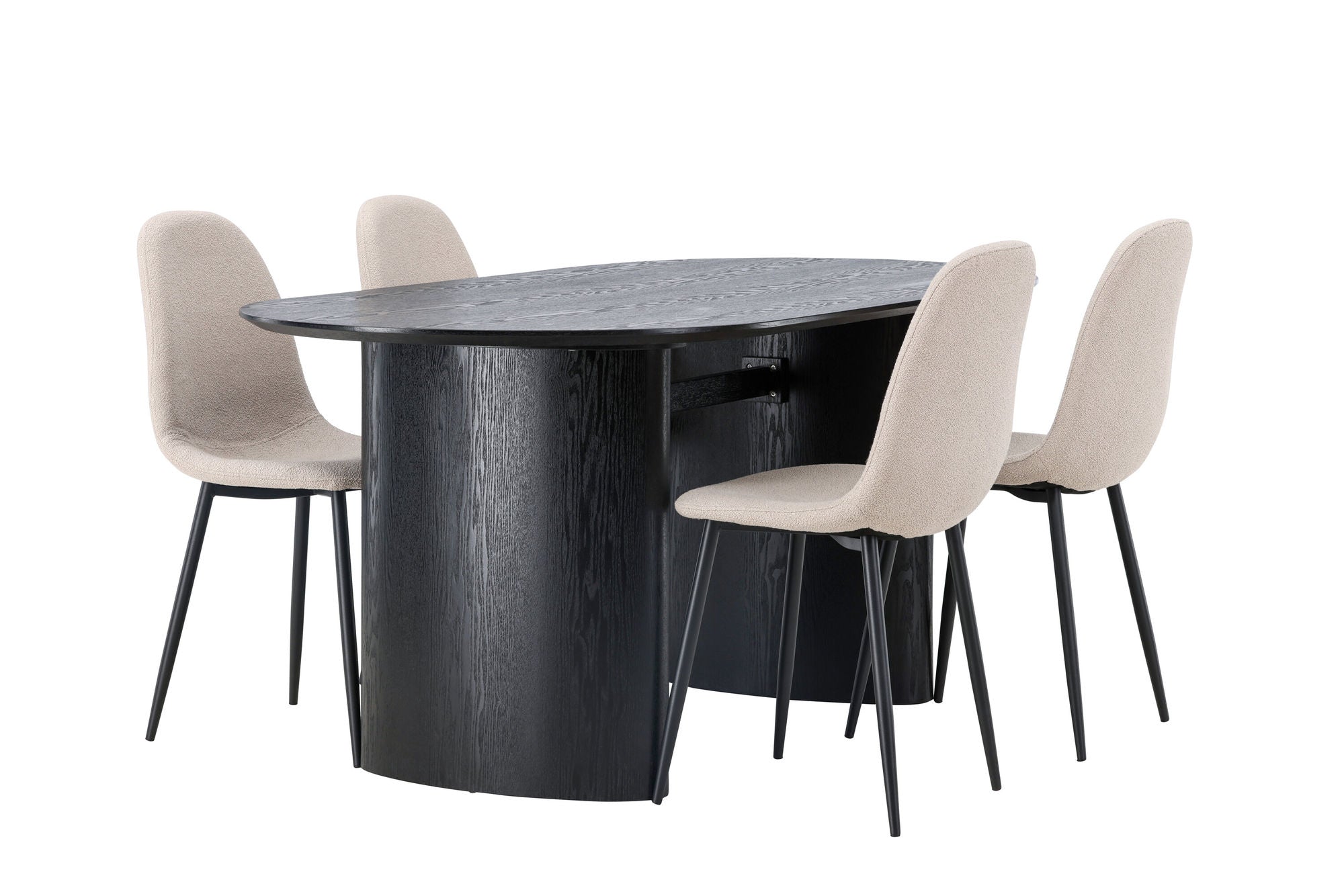 Venture Home Isolde spisebord 180*75 - Black / Black MDF +Polar Spisebordsstol - Black / Beige Boucle _4