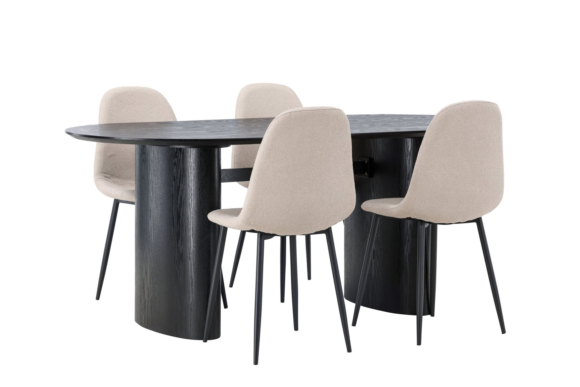 Venture Home Isolde spisebord 180*75 - Black / Black MDF +Polar Spisebordsstol - Black / Beige Boucle _4