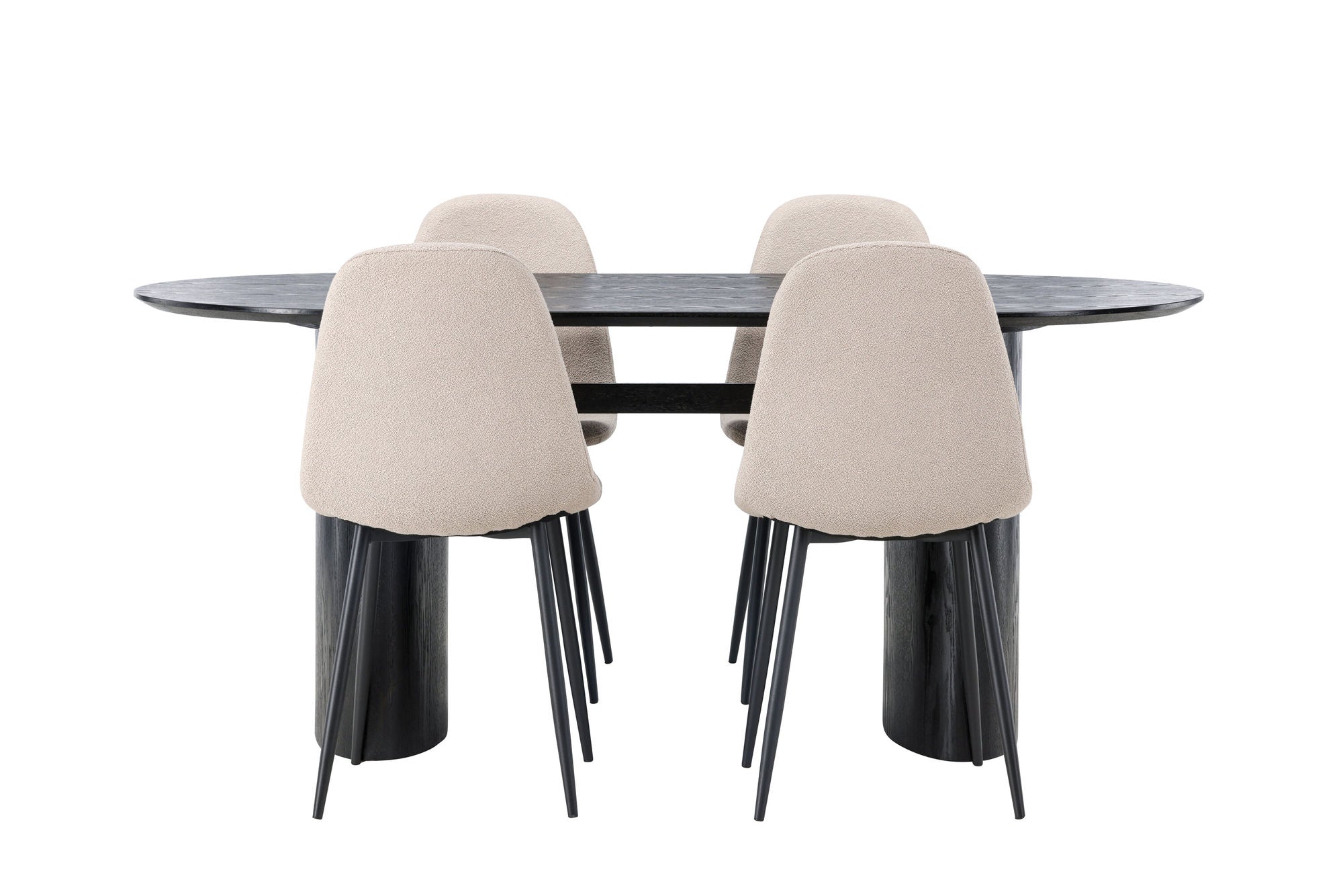 Venture Home Isolde spisebord 180*75 - Black / Black MDF +Polar Spisebordsstol - Black / Beige Boucle _4