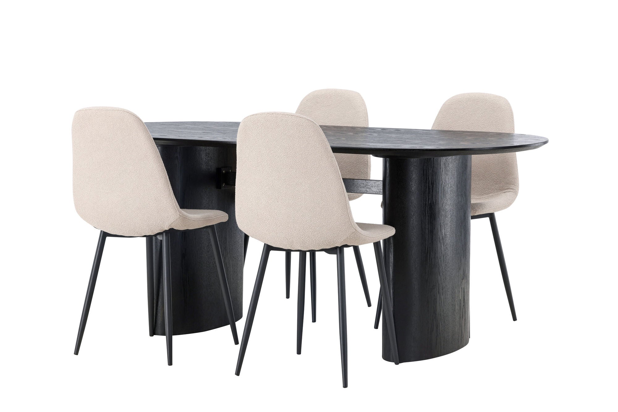 Venture Home Isolde spisebord 180*75 - Black / Black MDF +Polar Spisebordsstol - Black / Beige Boucle _4