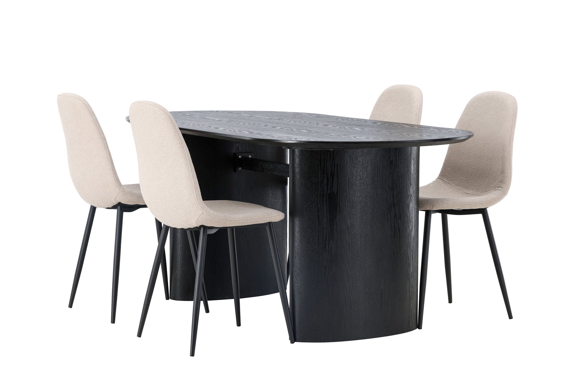 Venture Home Isolde spisebord 180*75 - Black / Black MDF +Polar Spisebordsstol - Black / Beige Boucle _4