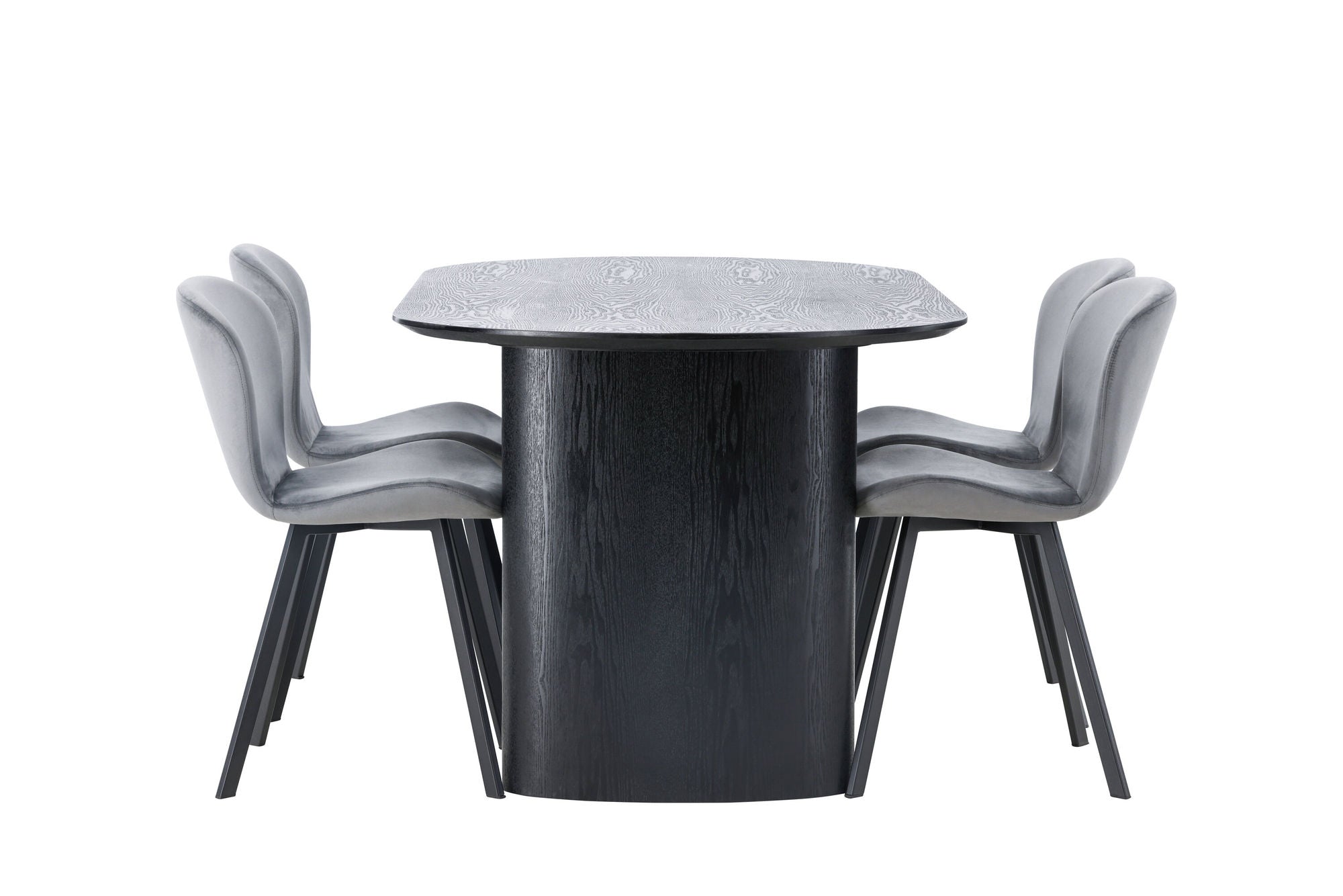 Venture Home Isolde spisebord 180*75 - Black / Black MDF +Lilja Spisebordsstol - Black / Dark grey Fabric _4