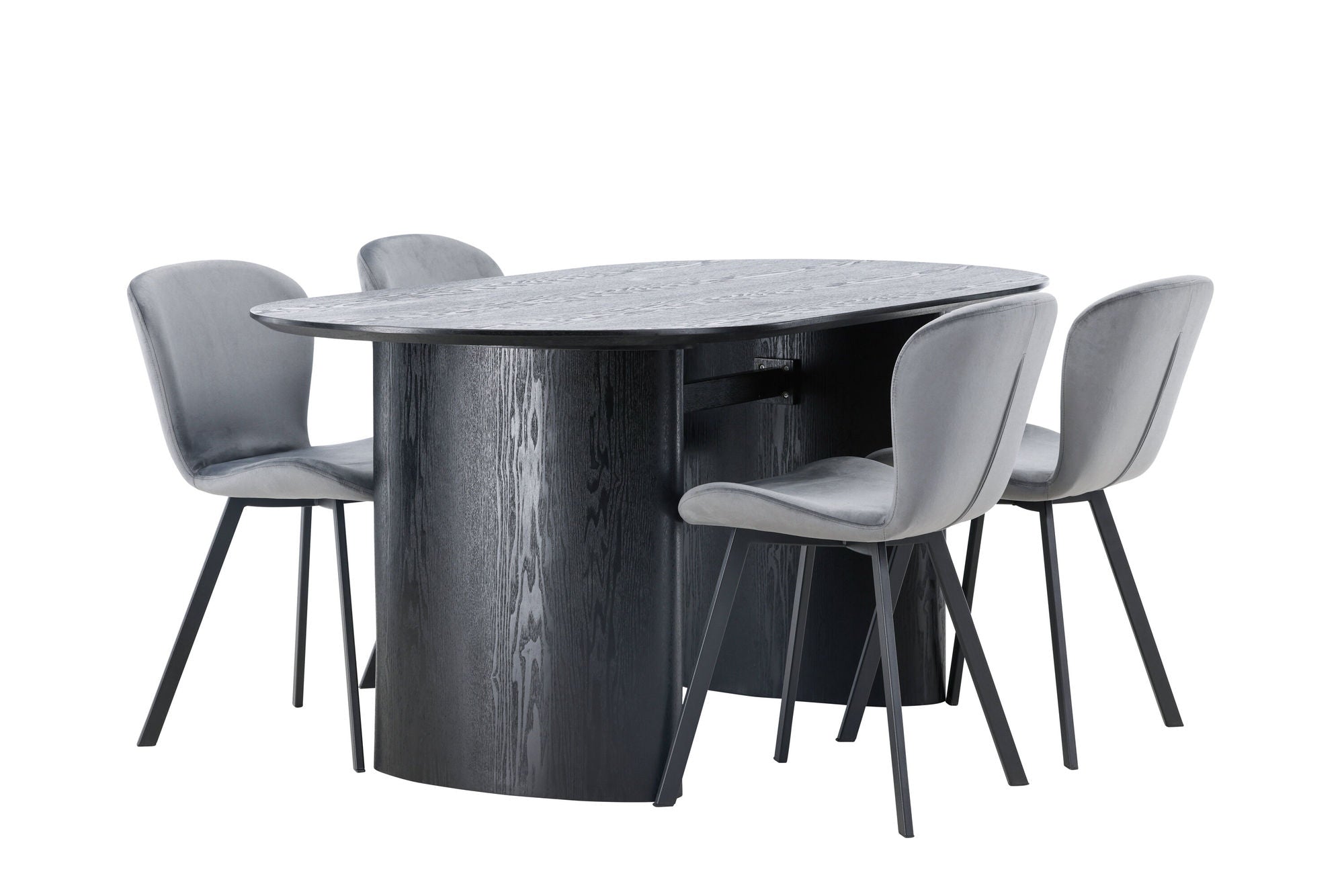 Venture Home Isolde spisebord 180*75 - Black / Black MDF +Lilja Spisebordsstol - Black / Dark grey Fabric _4