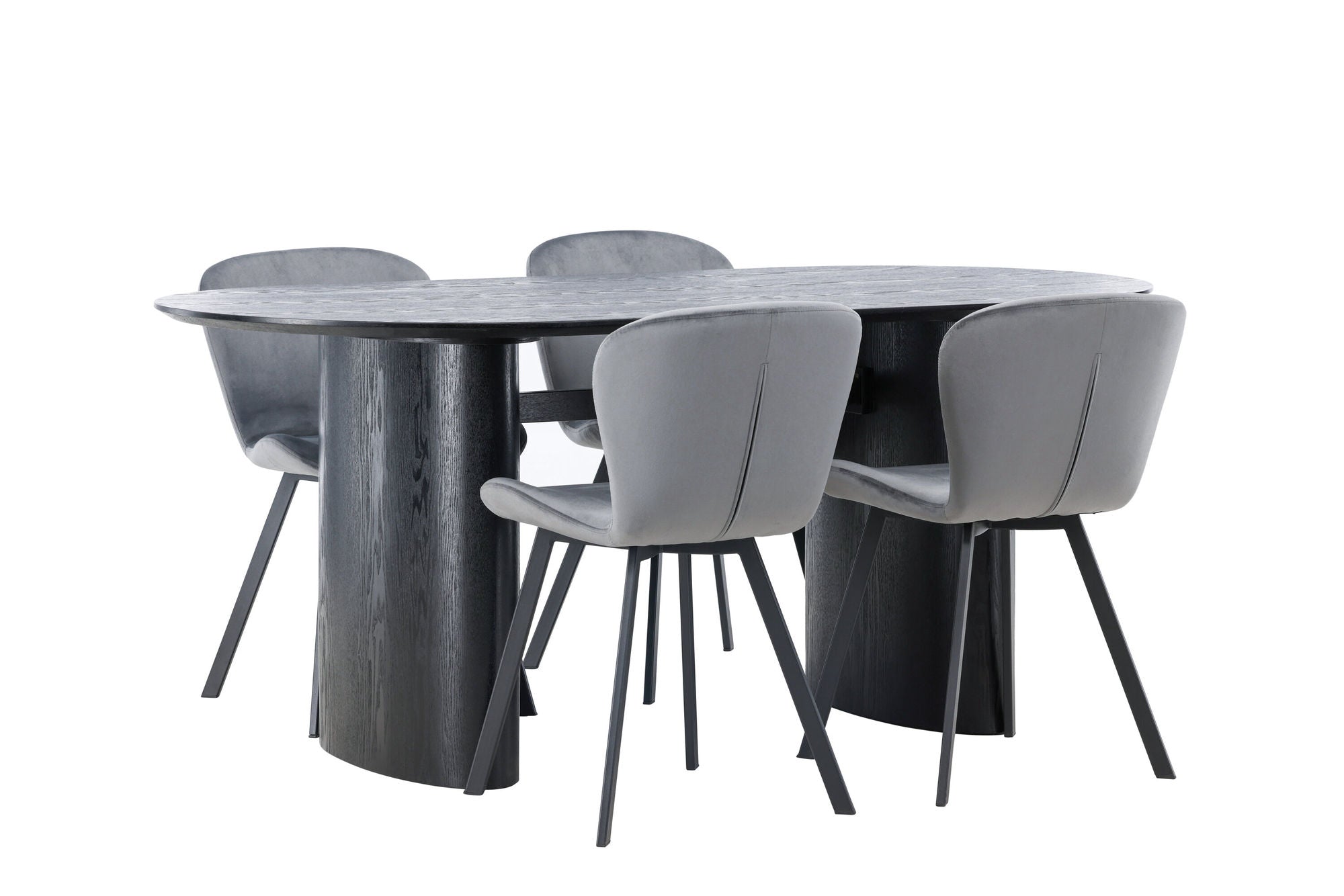 Venture Home Isolde spisebord 180*75 - Black / Black MDF +Lilja Spisebordsstol - Black / Dark grey Fabric _4