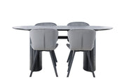 Venture Home Isolde spisebord 180*75 - Black / Black MDF +Lilja Spisebordsstol - Black / Dark grey Fabric _4