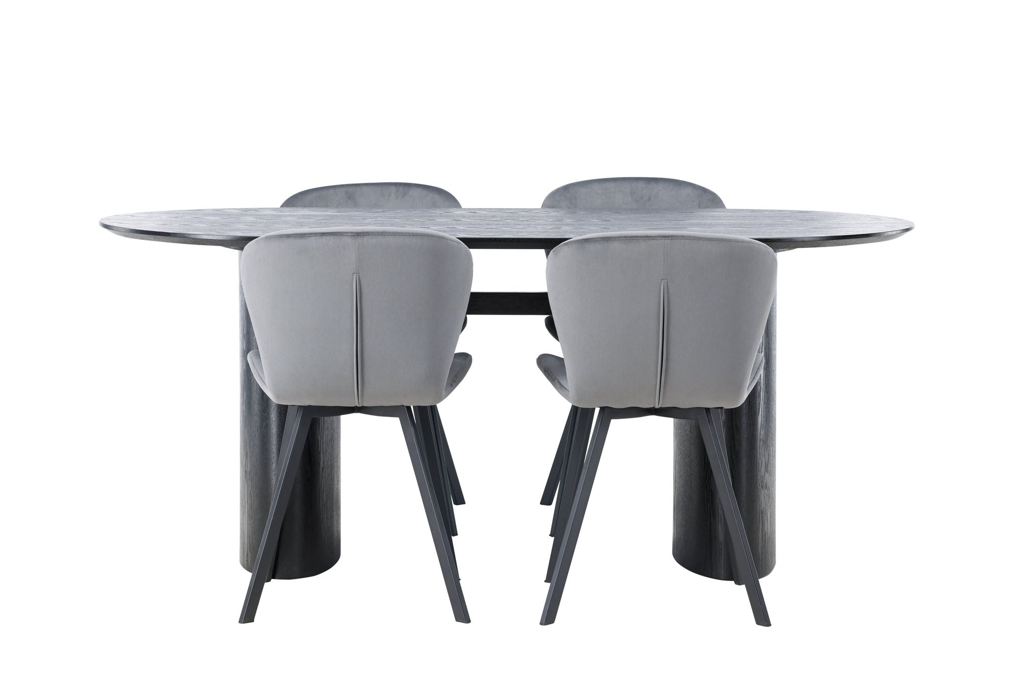 Venture Home Isolde spisebord 180*75 - Black / Black MDF +Lilja Spisebordsstol - Black / Dark grey Fabric _4