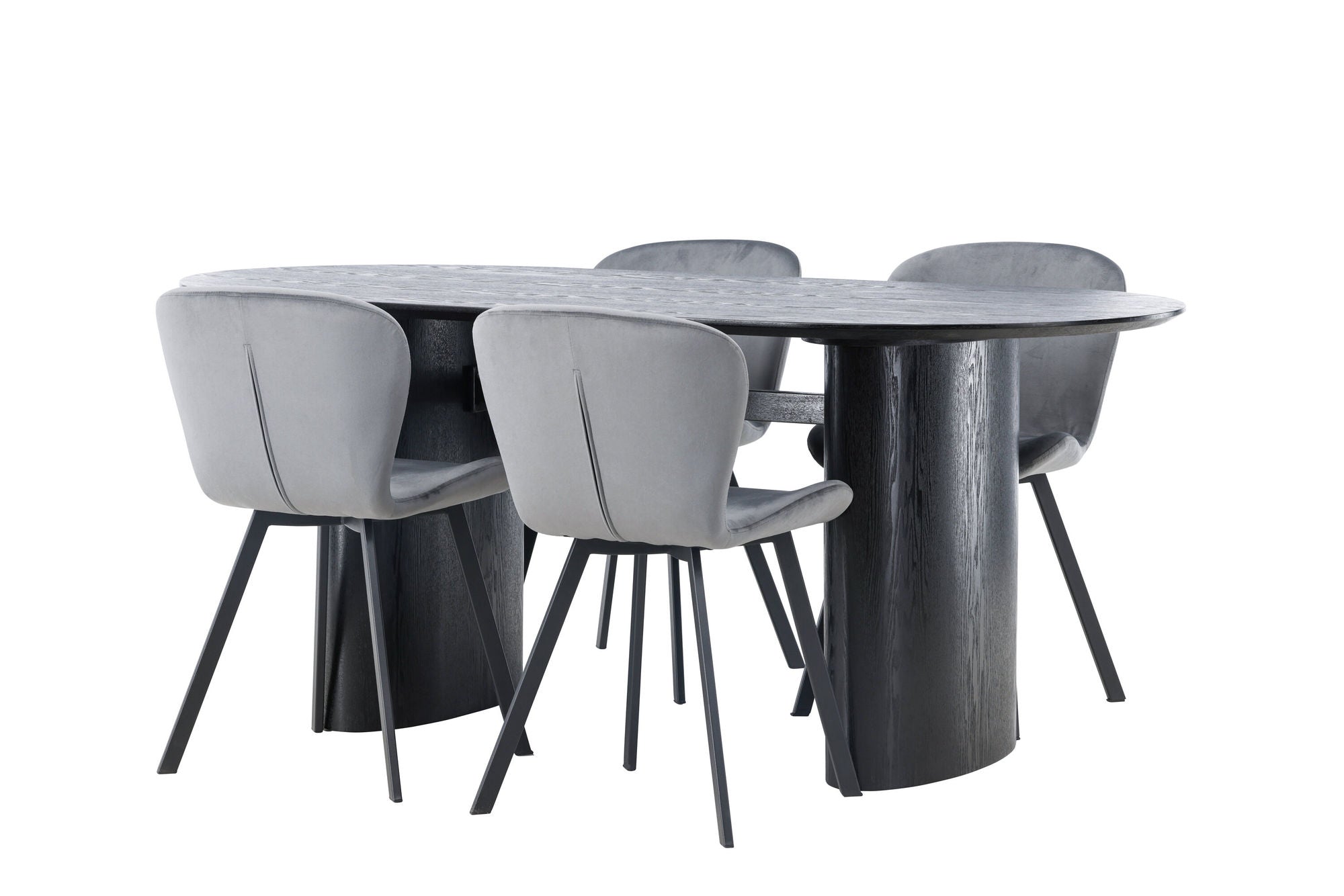 Venture Home Isolde spisebord 180*75 - Black / Black MDF +Lilja Spisebordsstol - Black / Dark grey Fabric _4