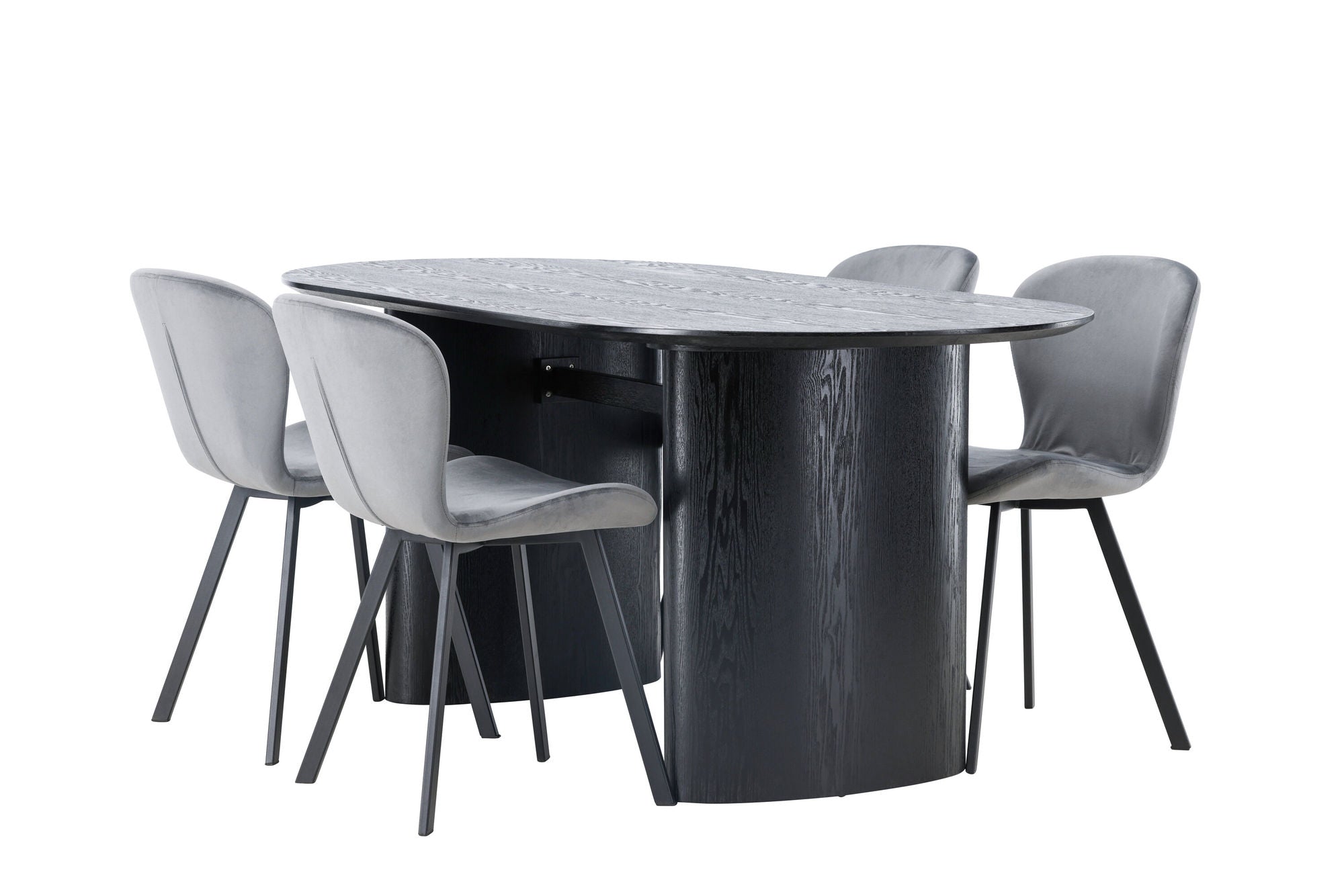 Venture Home Isolde spisebord 180*75 - Black / Black MDF +Lilja Spisebordsstol - Black / Dark grey Fabric _4