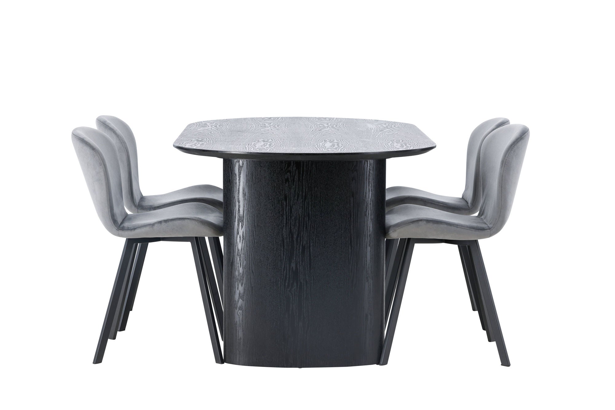 Venture Home Isolde spisebord 180*75 - Black / Black MDF +Lilja Spisebordsstol - Black / Dark grey Fabric _4